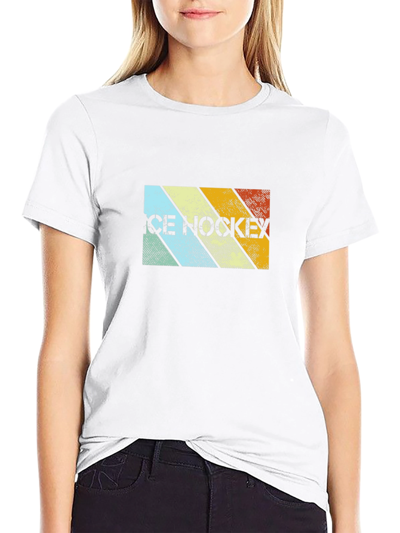 Retro Ice Hockey Graphic Tee - Black