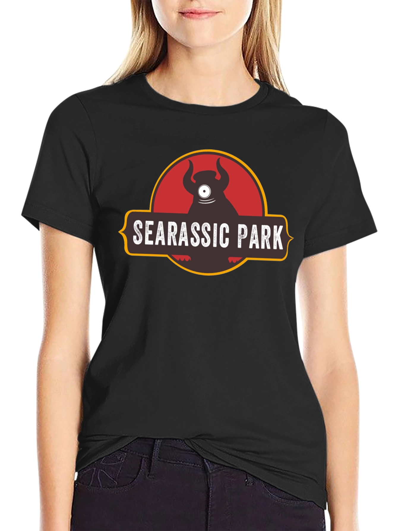 Searassic Park Black T-Shirt - Funny Monster Tee