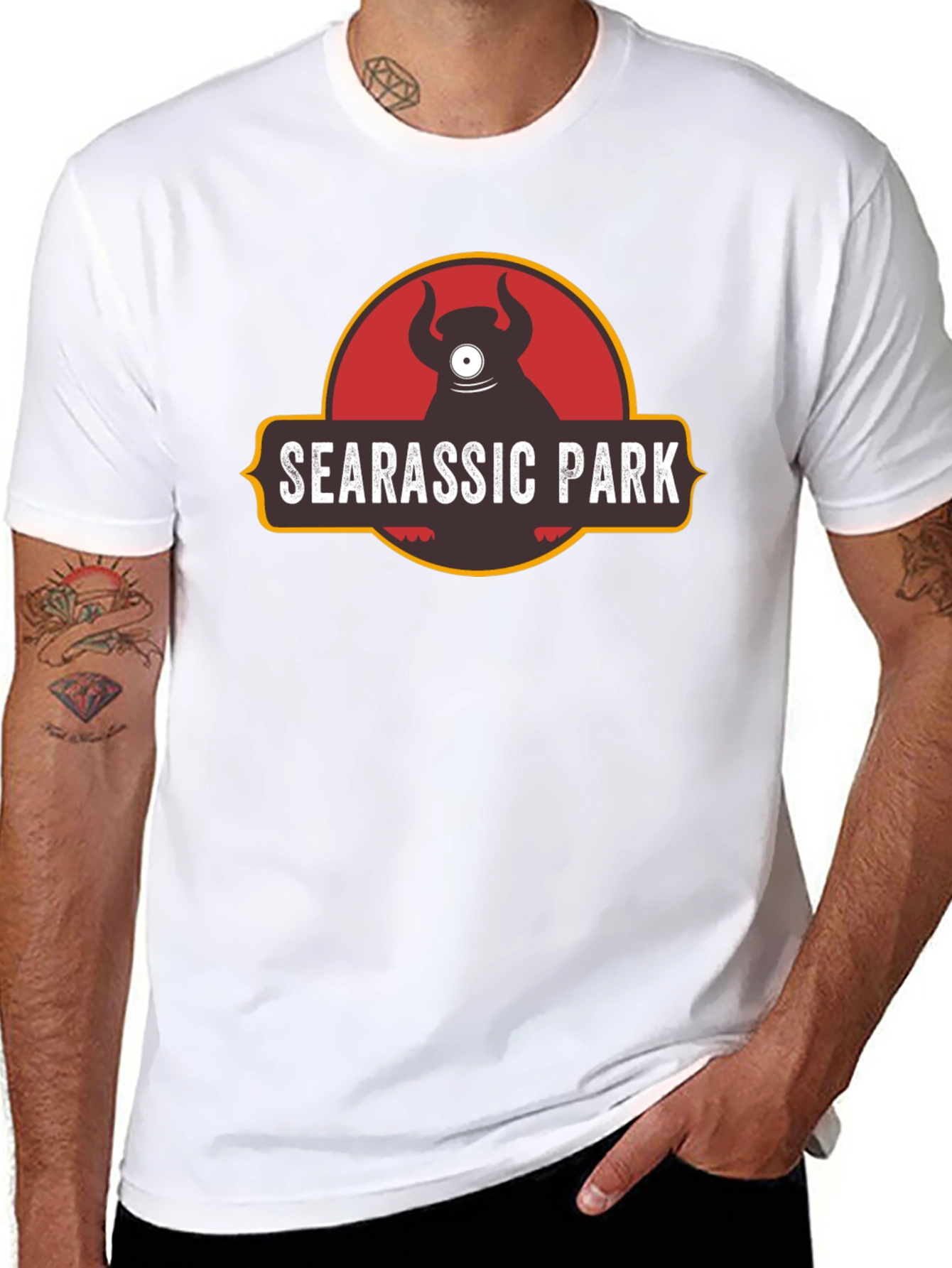 Searassic Park Black T-Shirt - Funny Monster Tee