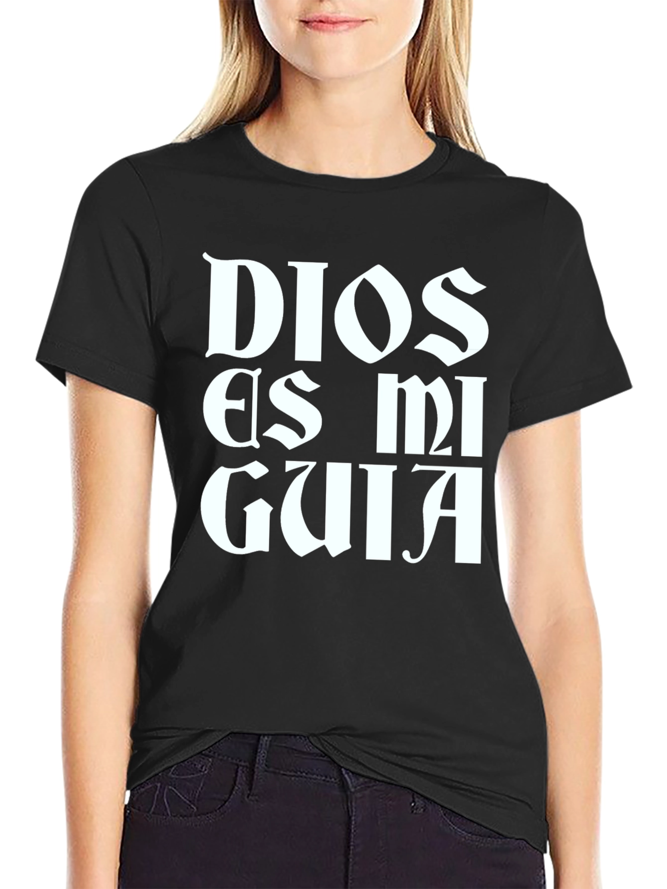 Dios Es Mi Guia Black Graphic Tee