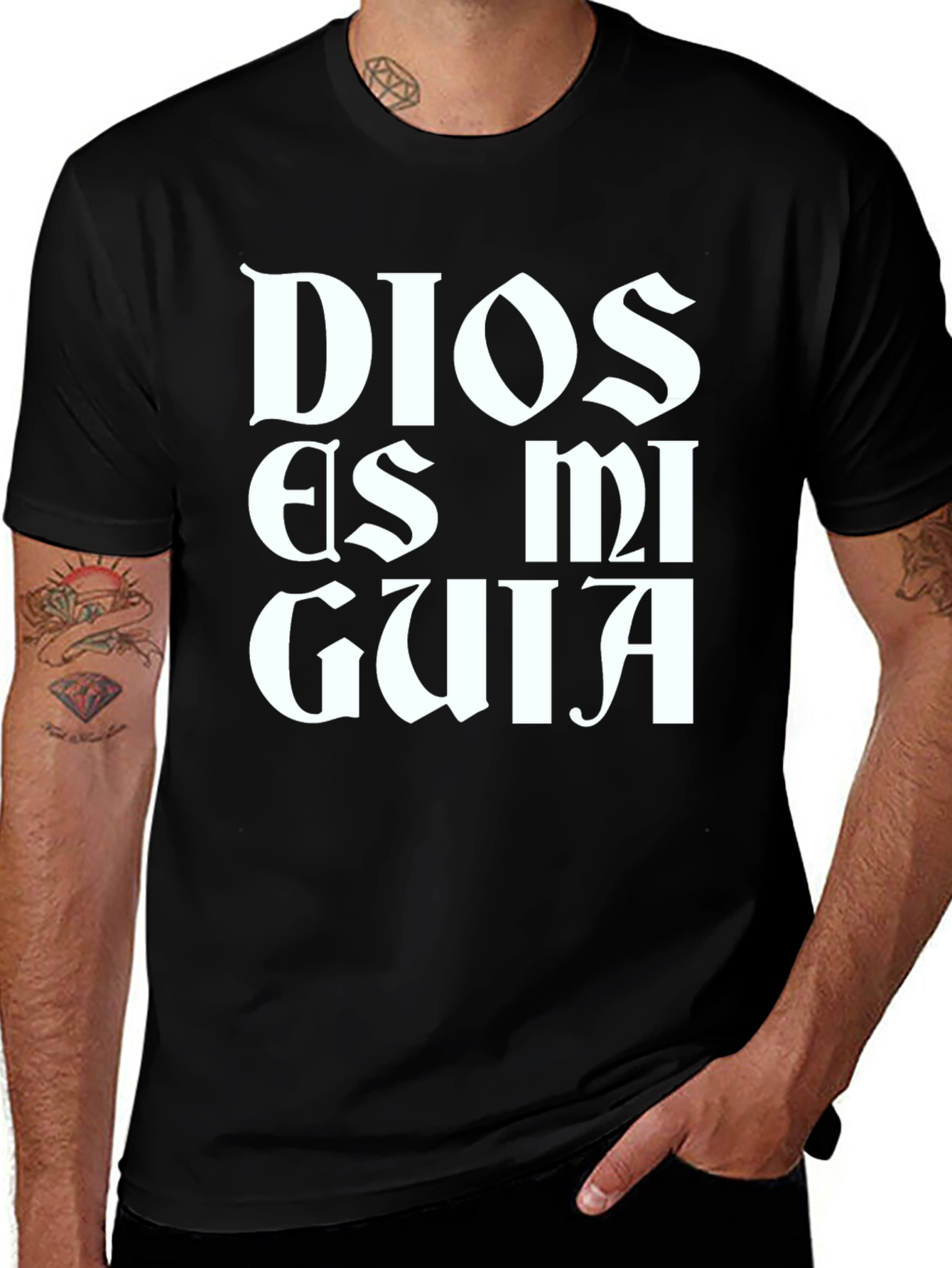 Dios Es Mi Guia Black Graphic Tee