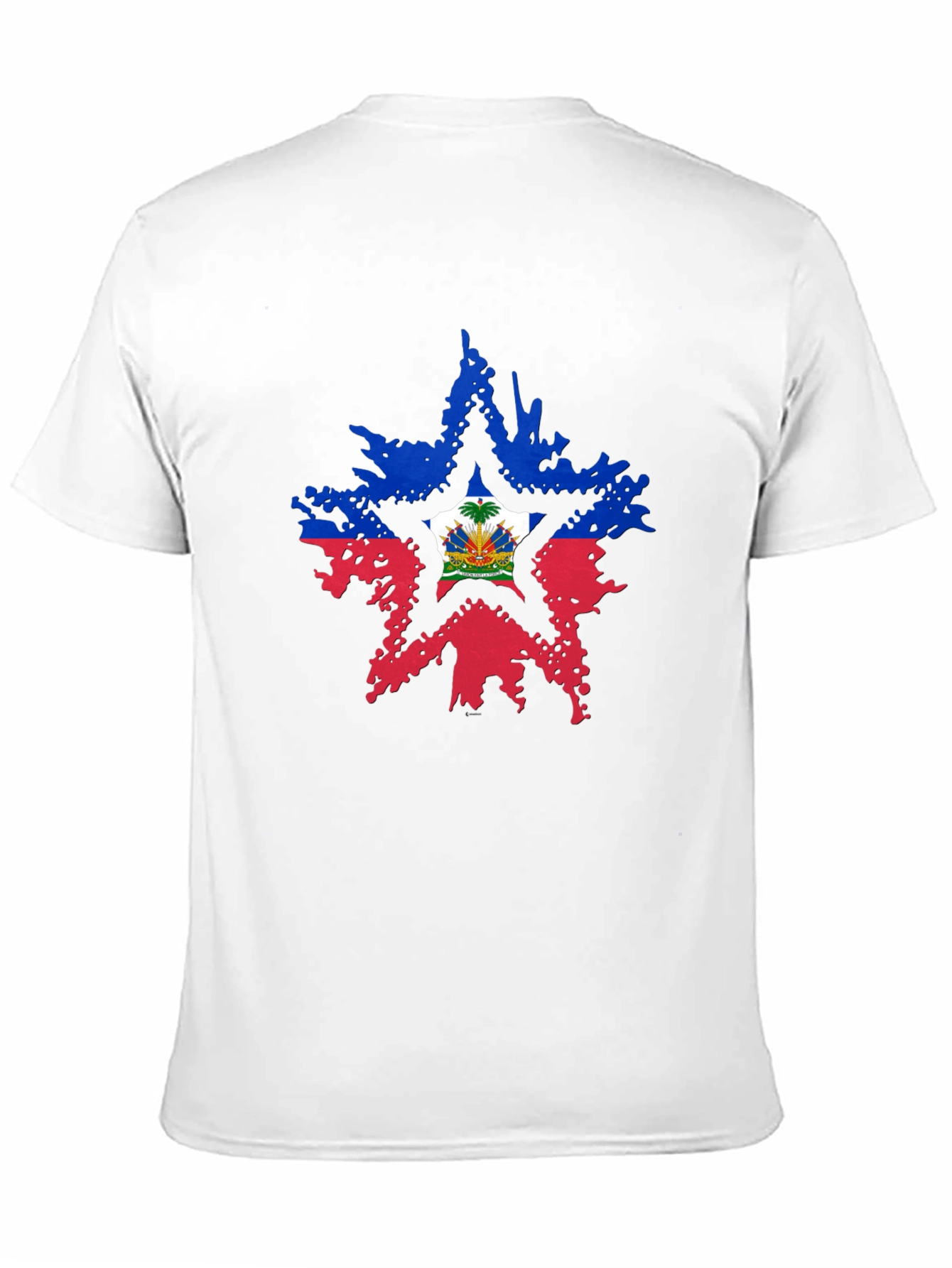 Haiti Flag Star Mens Black T-Shirt