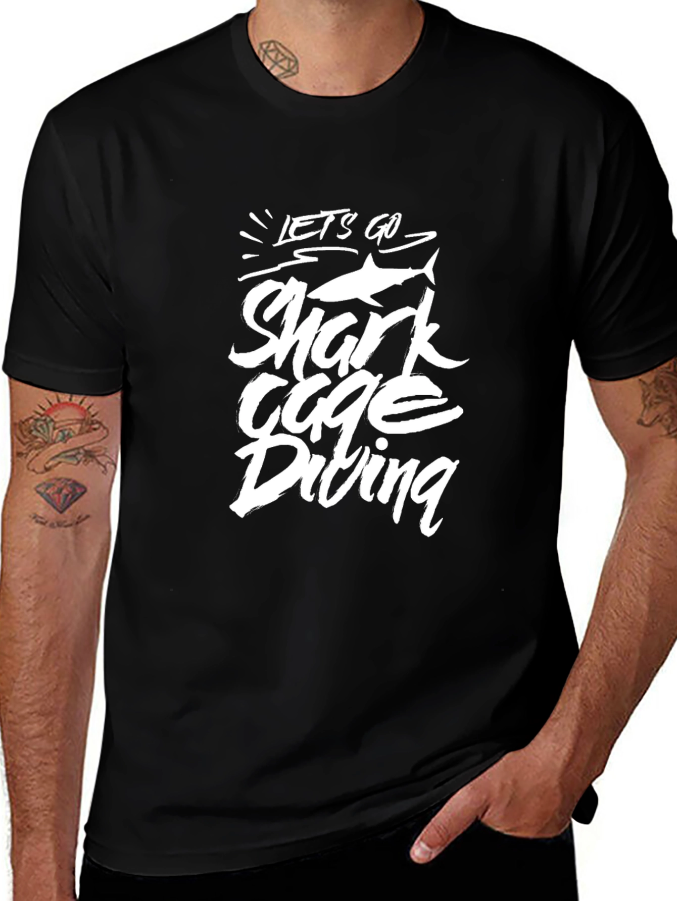 Shark Cage Diving Black T-Shirt