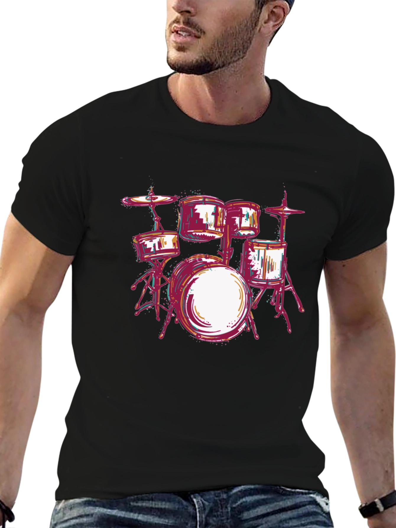 Drum Kit Graphic Tee - Music Lovers T-Shirt