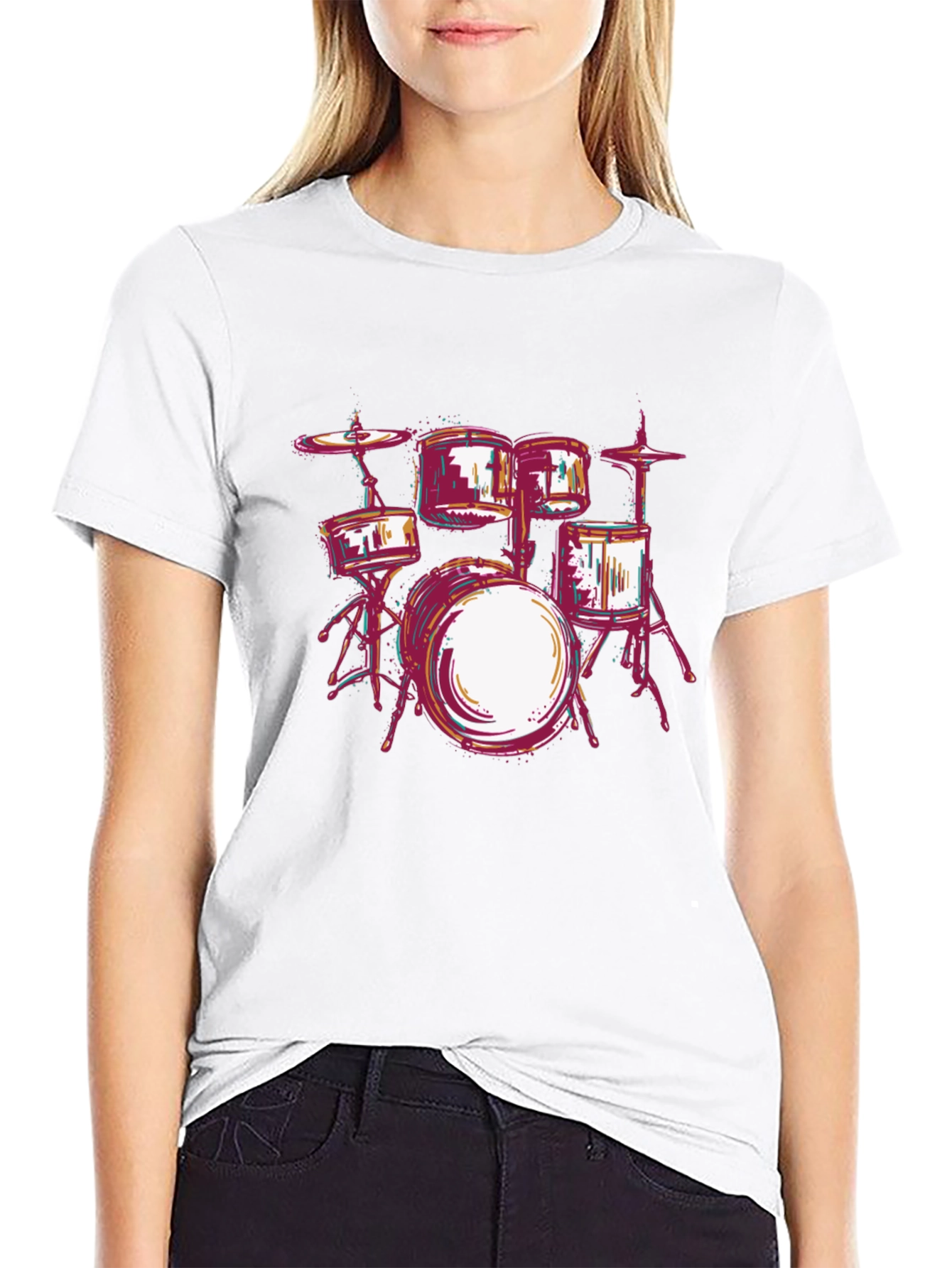 Drum Kit Graphic Tee - Music Lovers T-Shirt