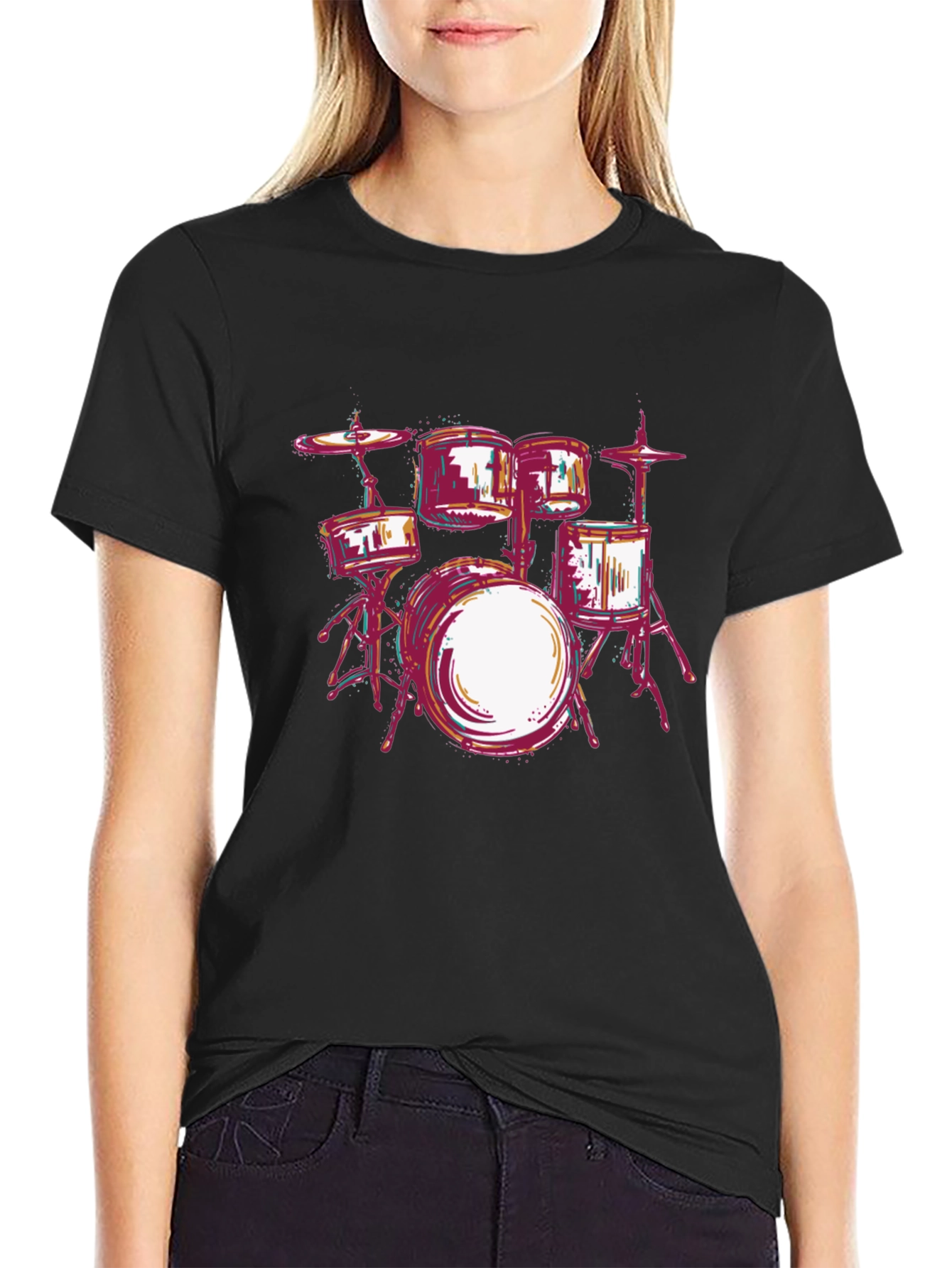 Drum Kit Graphic Tee - Music Lovers T-Shirt
