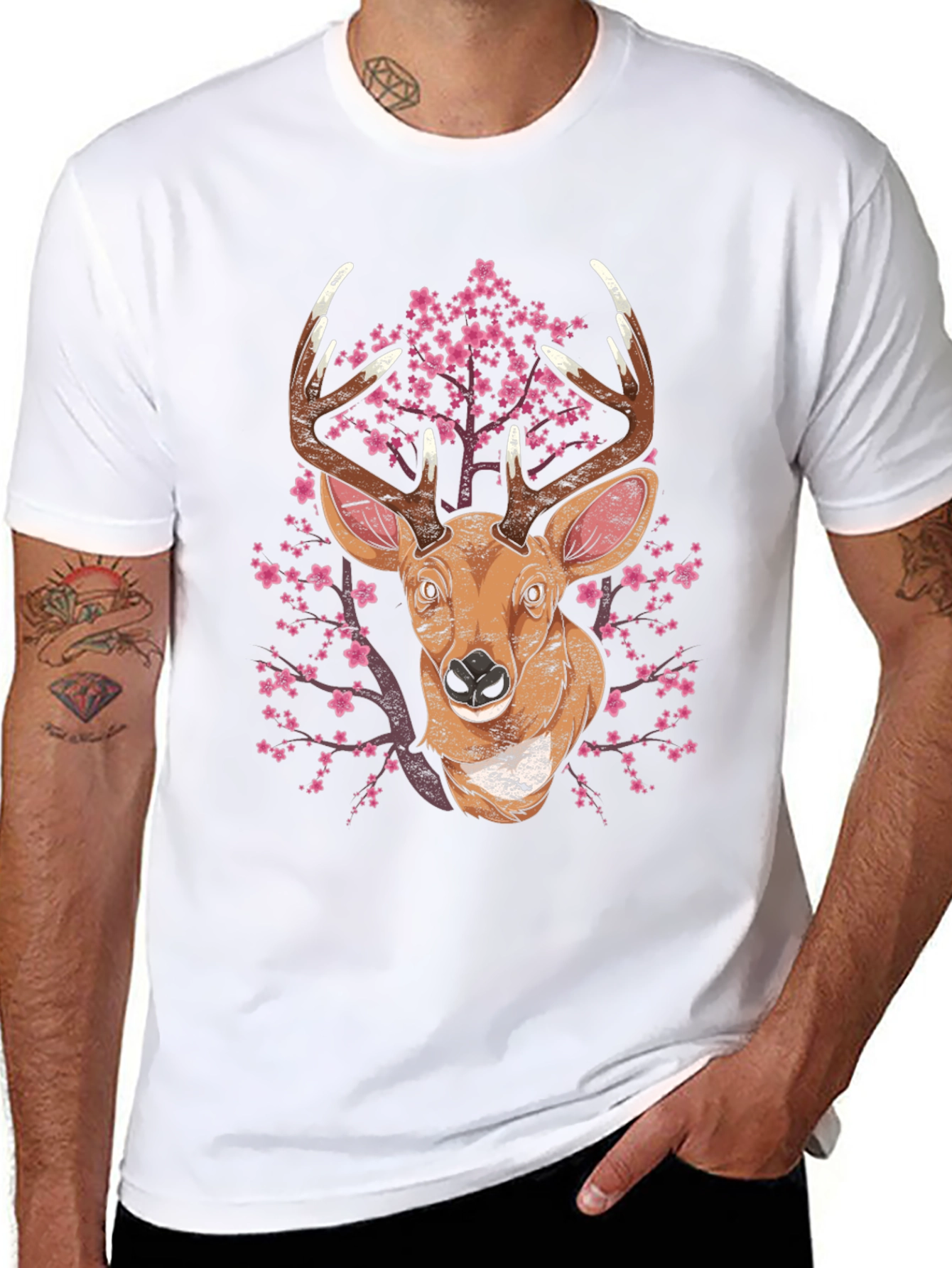 Deer & Cherry Blossom Graphic Tee