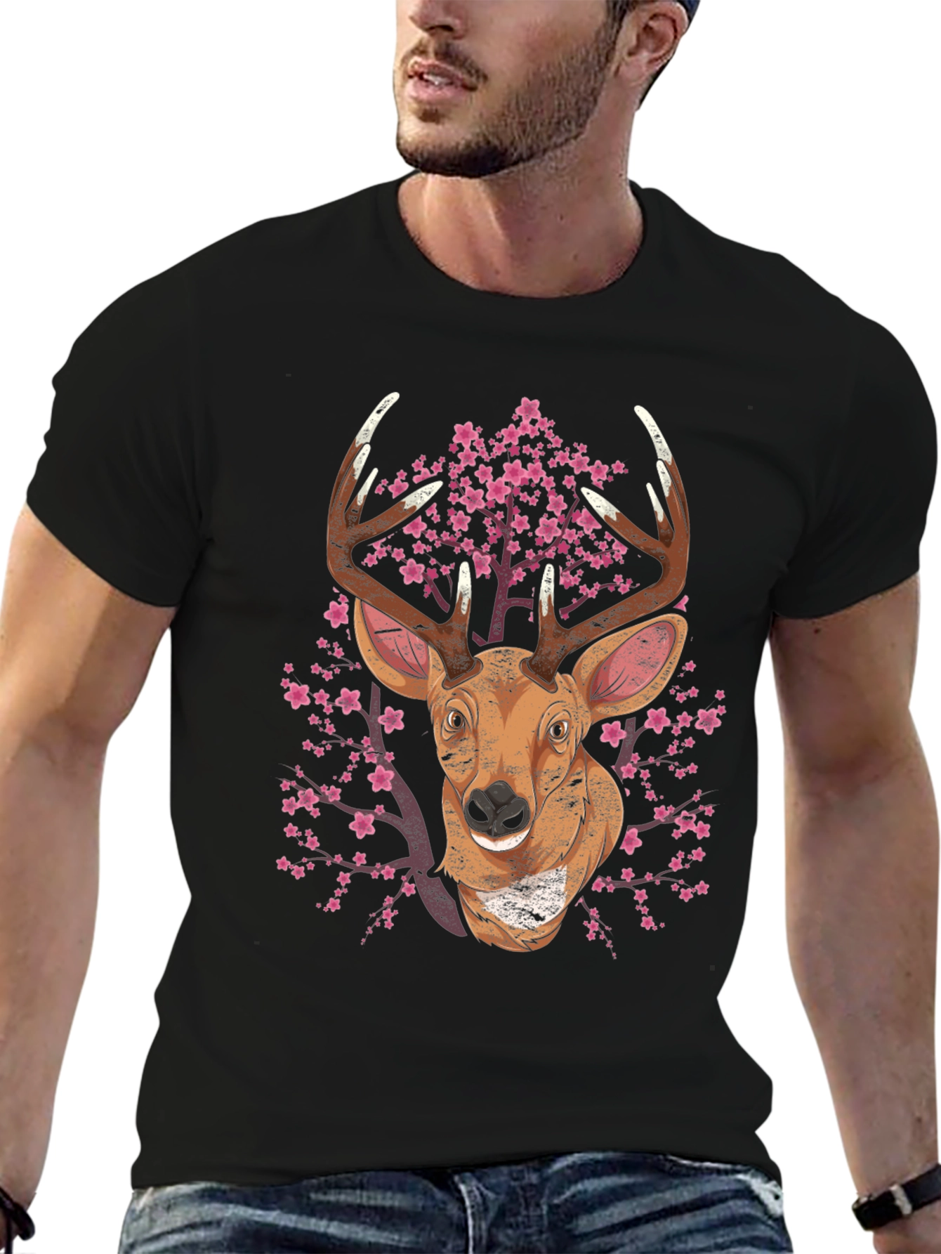 Deer & Cherry Blossom Graphic Tee