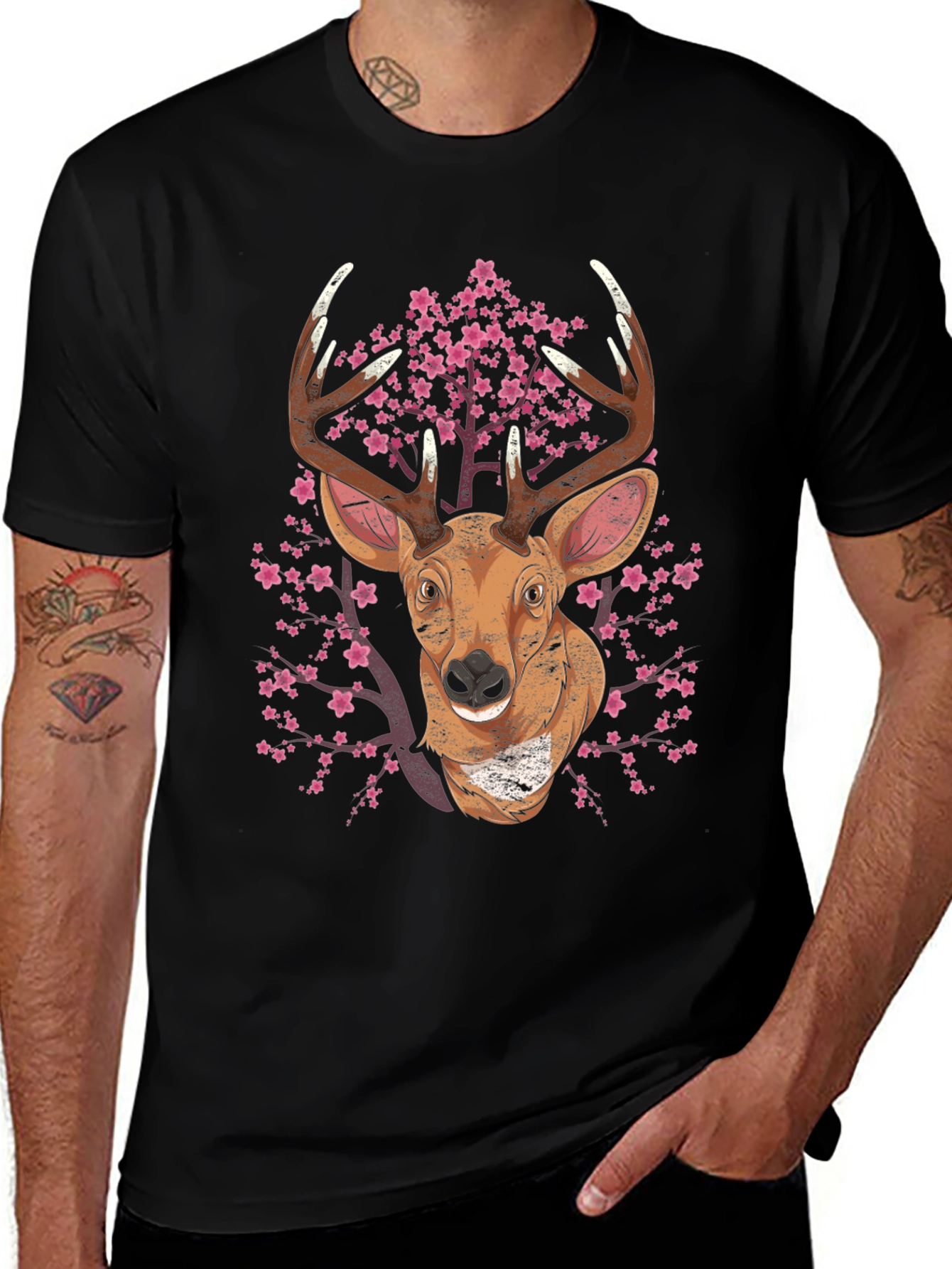 Deer & Cherry Blossom Graphic Tee