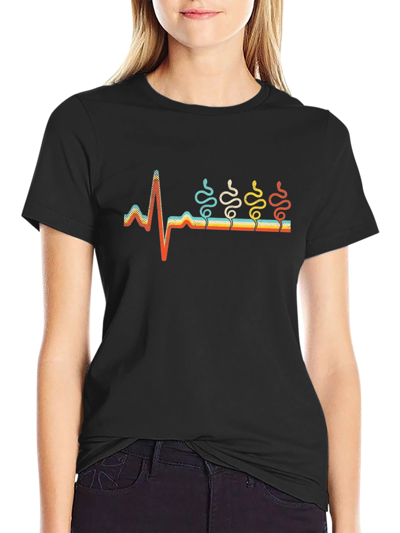 Heartbeat Snake Retro Graphic T-Shirt