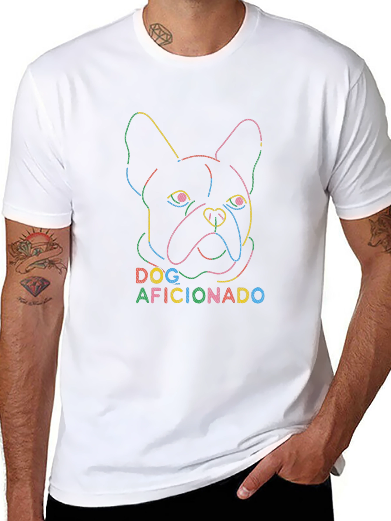 Dog Aficionado T-Shirt - Neon French Bulldog Tee
