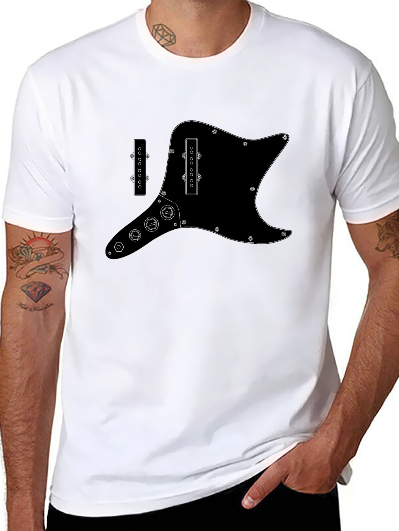 Electric Guitar Pickguard Graphic Tee - Black