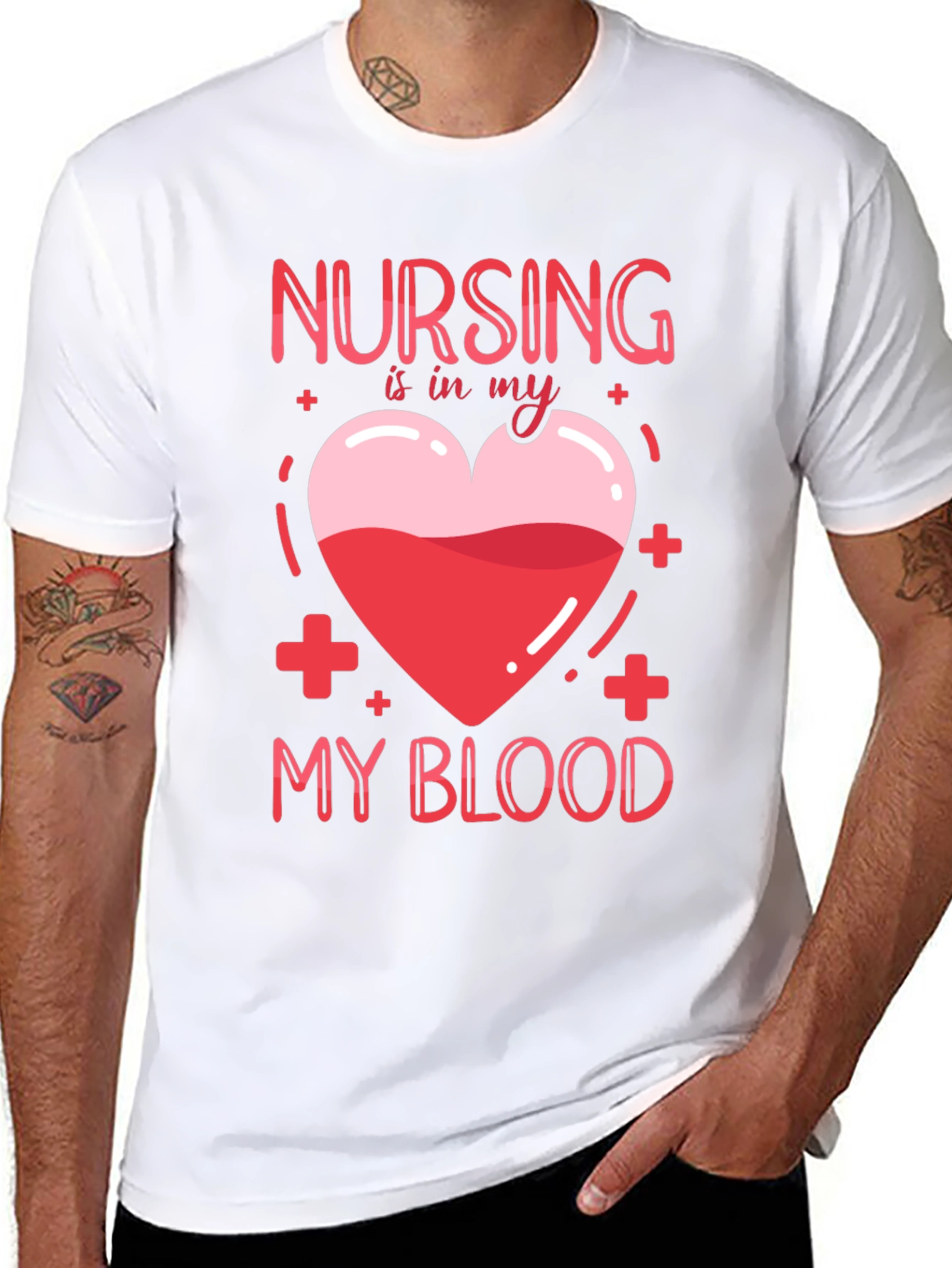 Nursing Is In My Blood T-Shirt Nurse Gift