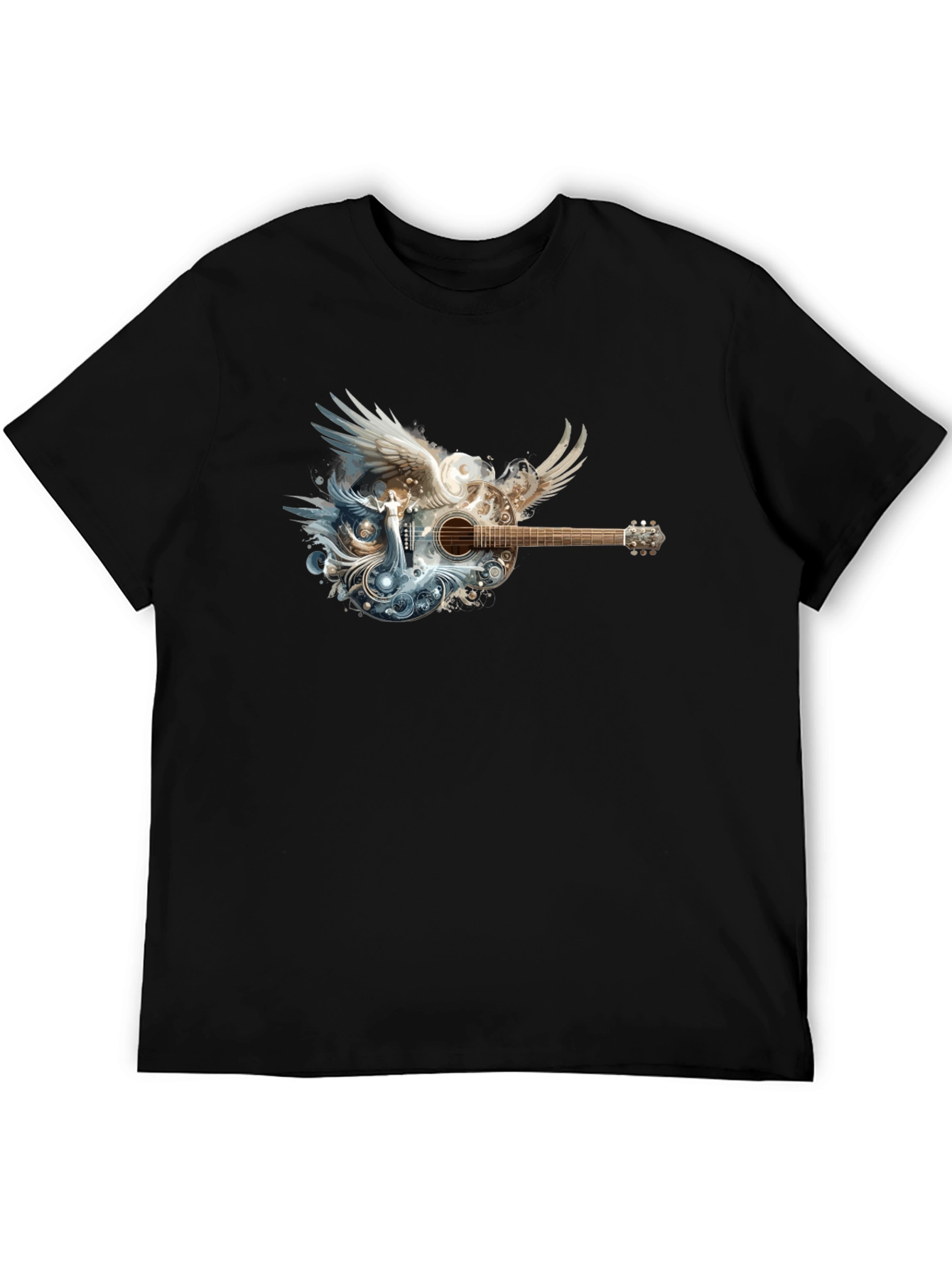 Winged Guitar Graphic T-Shirt - Black