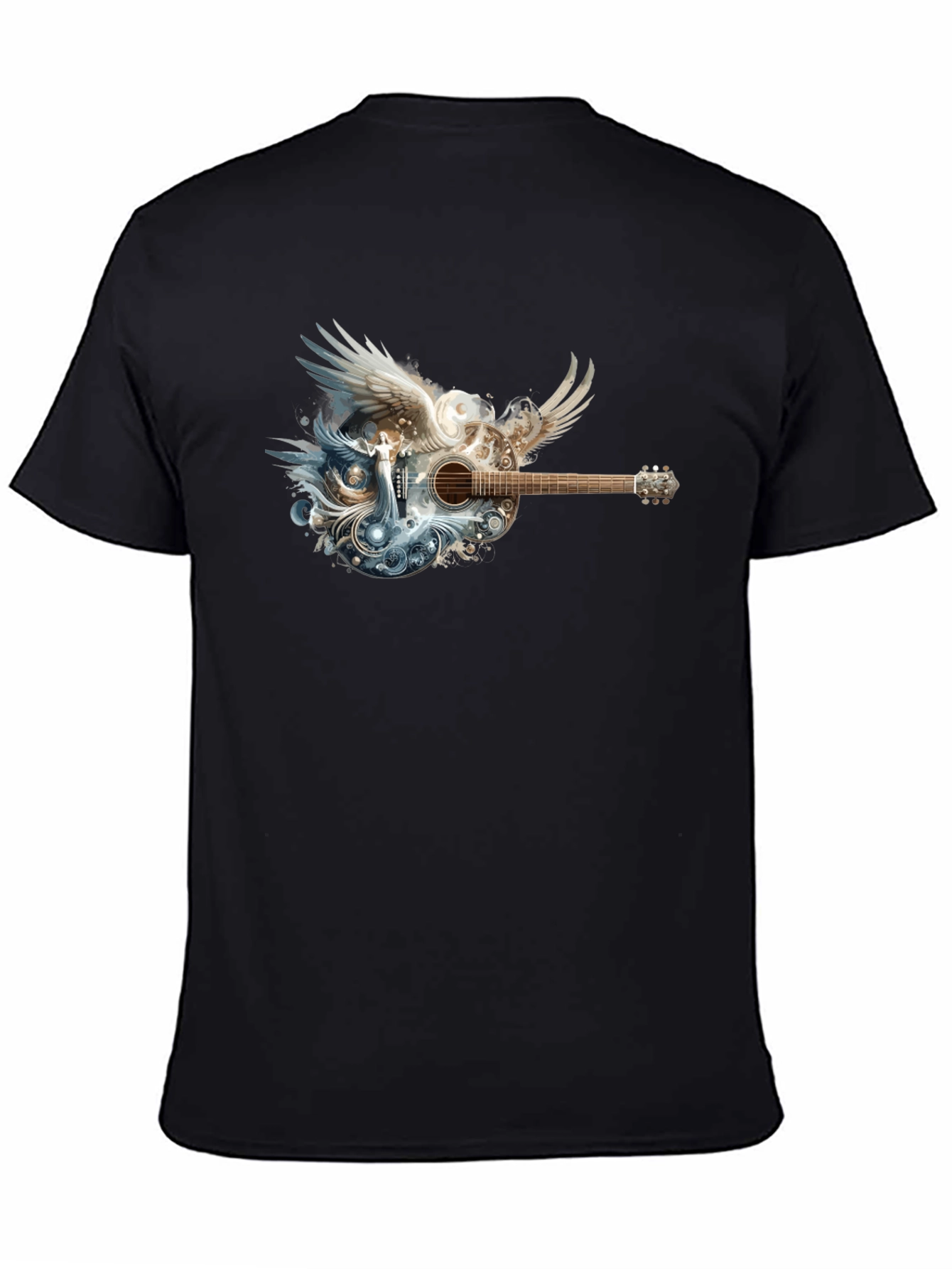 Winged Guitar Graphic T-Shirt - Black