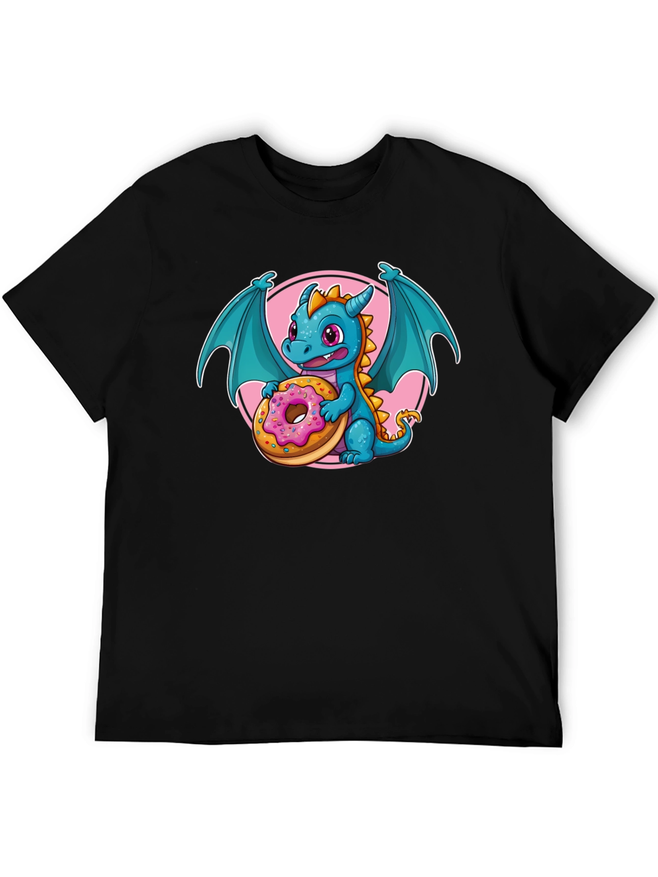 Dragon & Donut Graphic T-Shirt - Unisex Black Tee