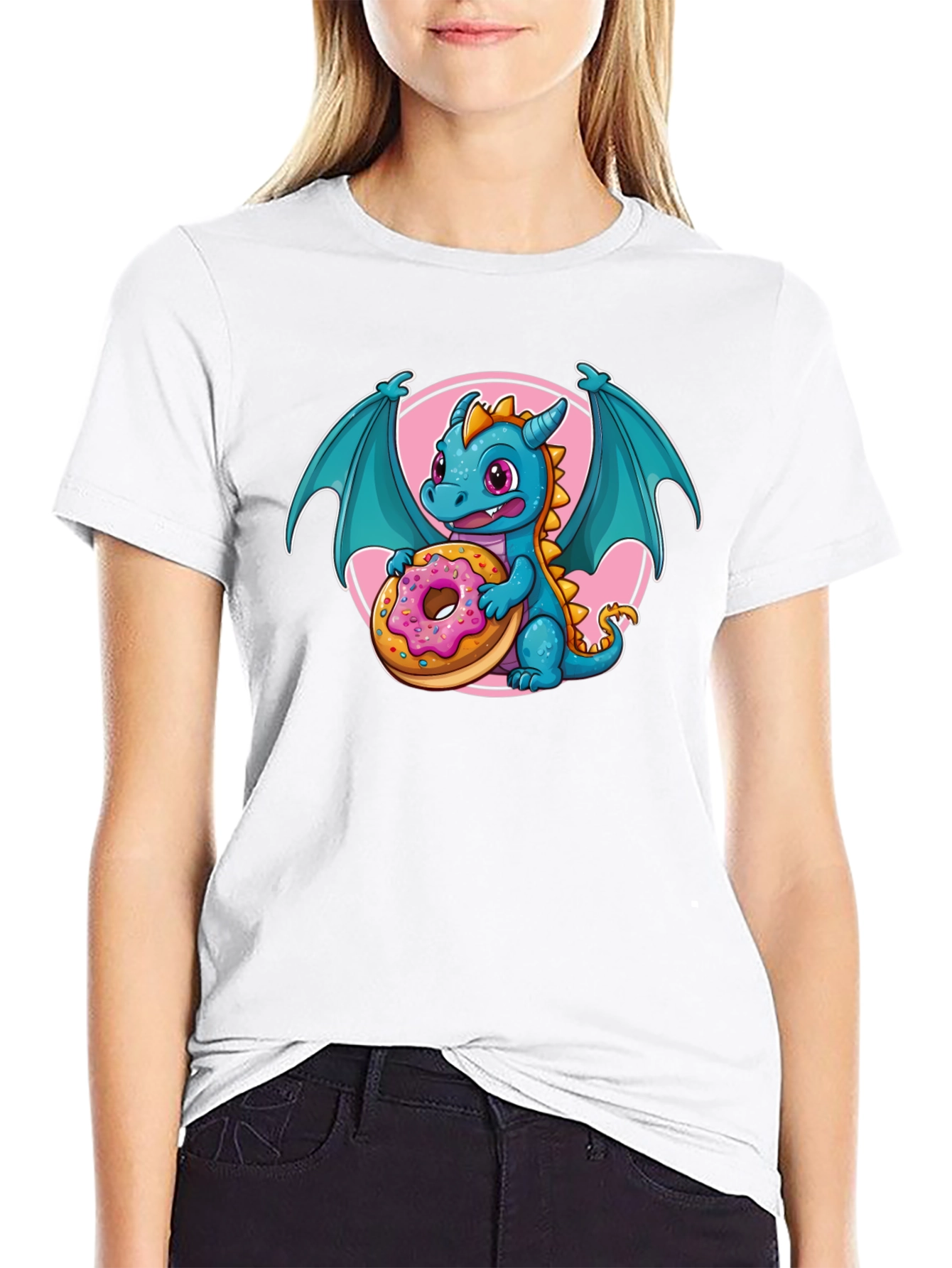 Dragon & Donut Graphic T-Shirt - Unisex Black Tee