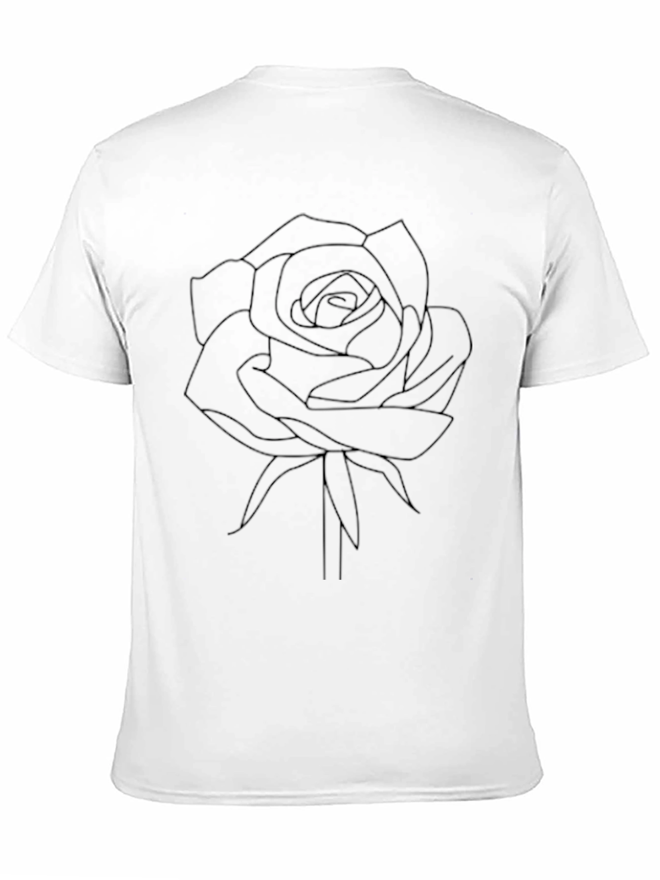 Minimalist Rose Outline T-Shirt - Black