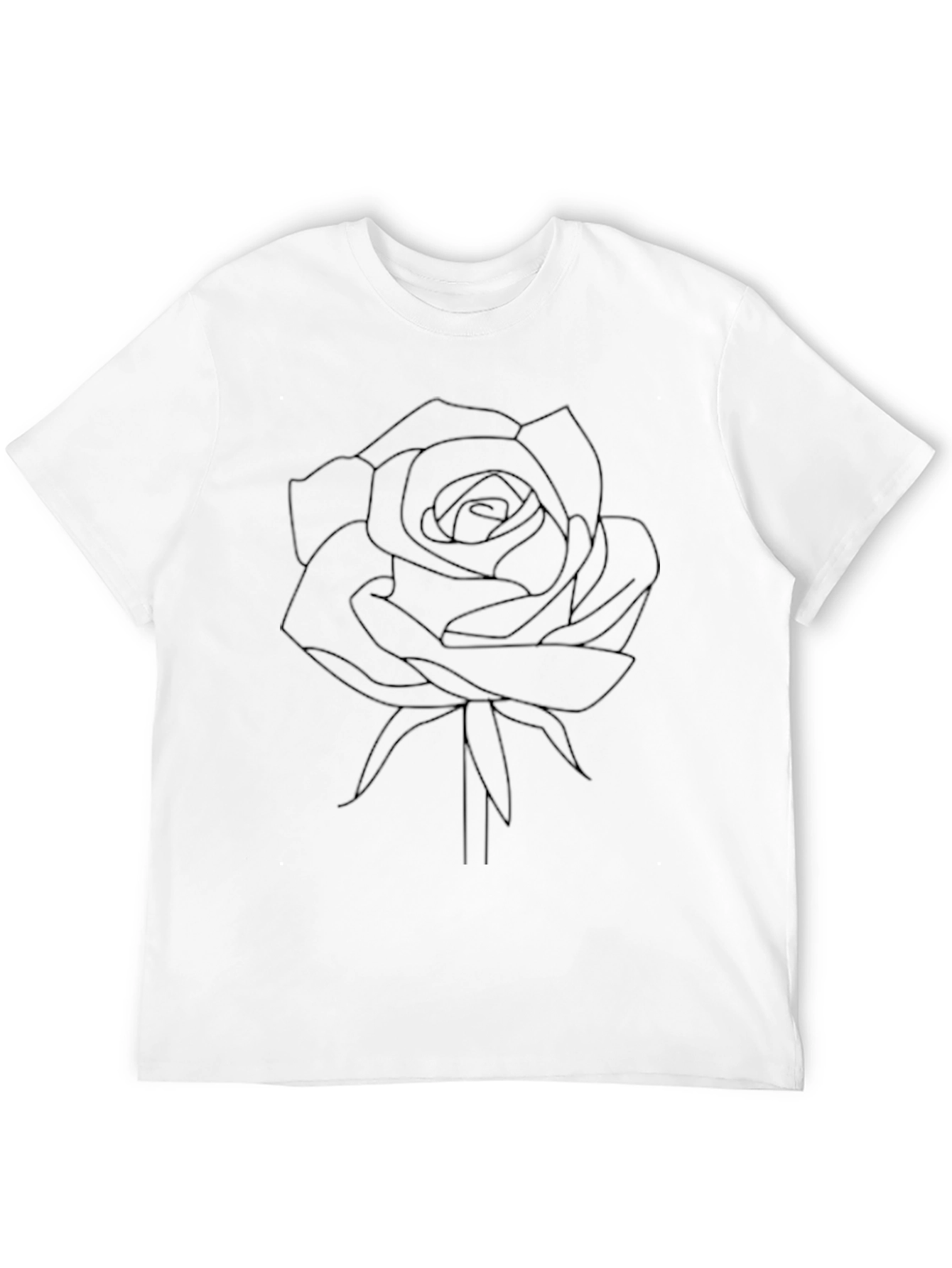 Minimalist Rose Outline T-Shirt - Black