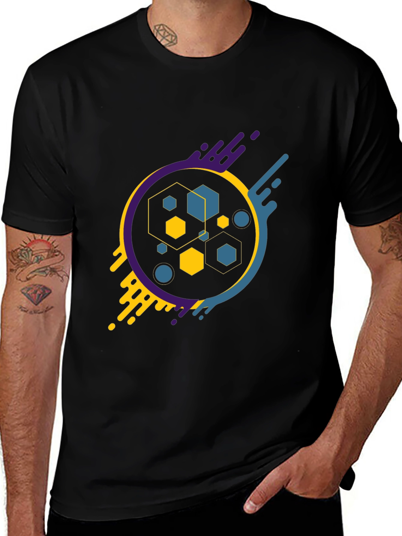 Abstract Geometric Graphic Tee - Modern Design