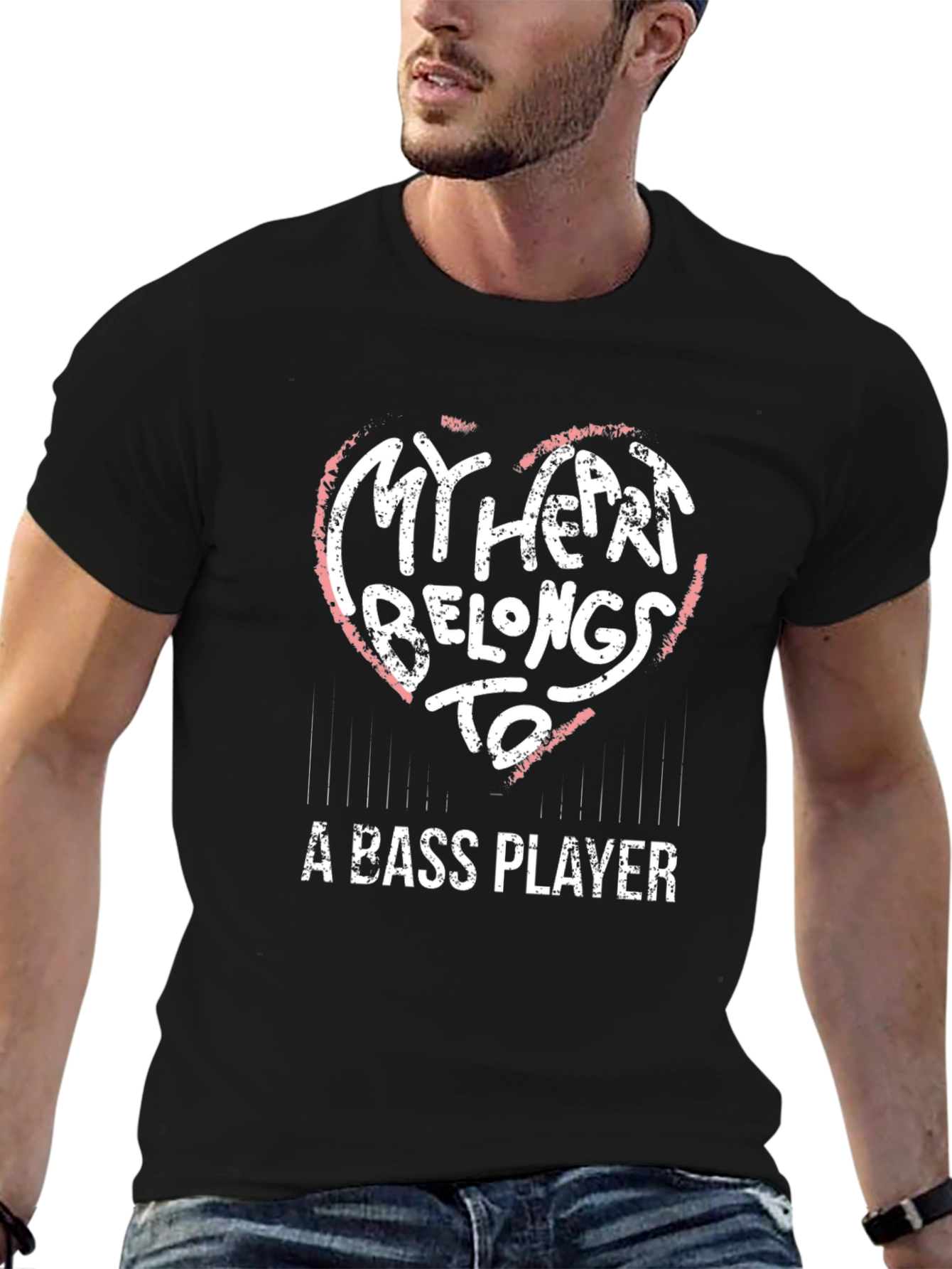 Bass Player Heart T-Shirt - Music Lover Tee
