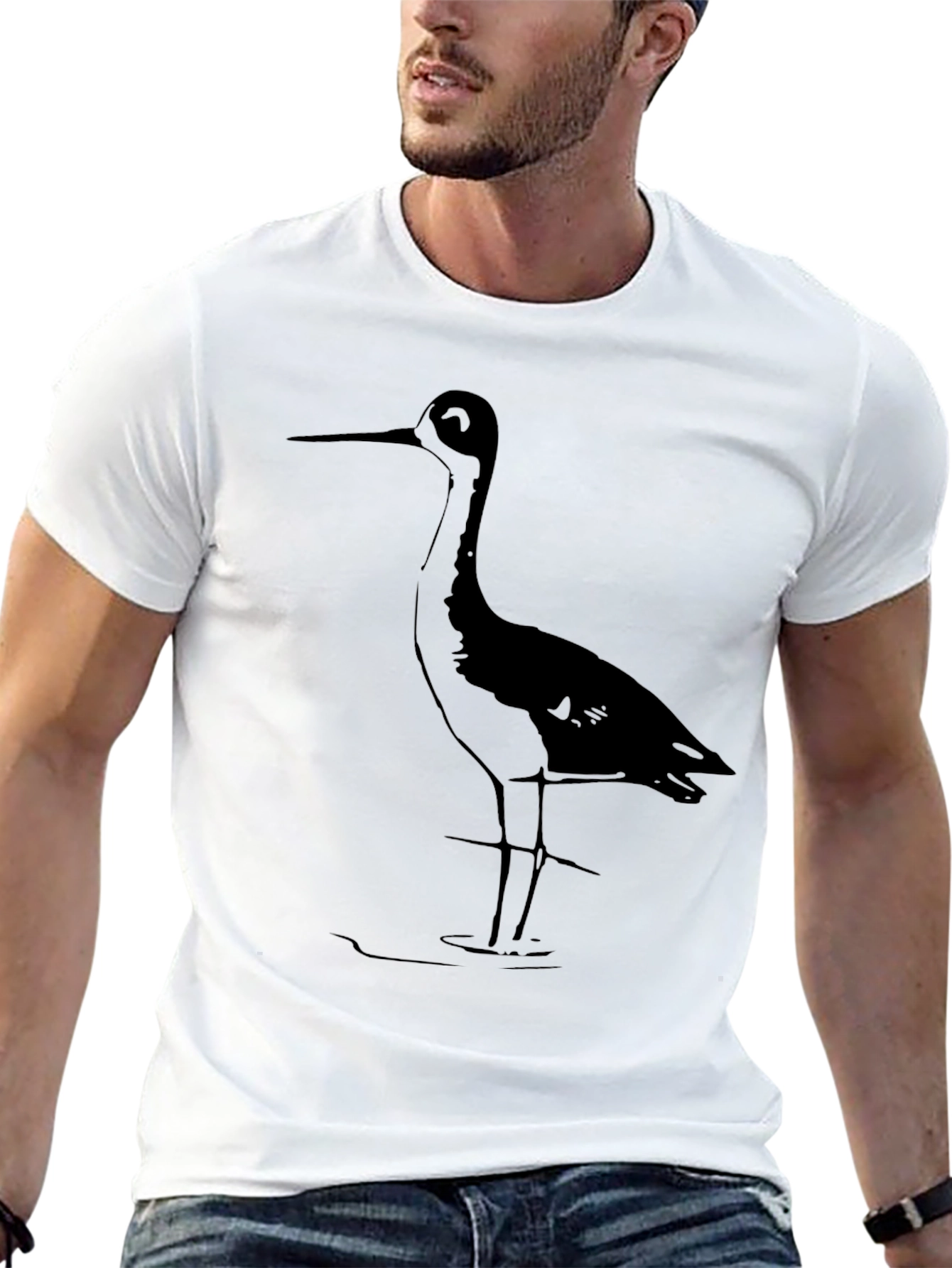 Black Heron Graphic Tee - Stylish Bird Lover Shirt