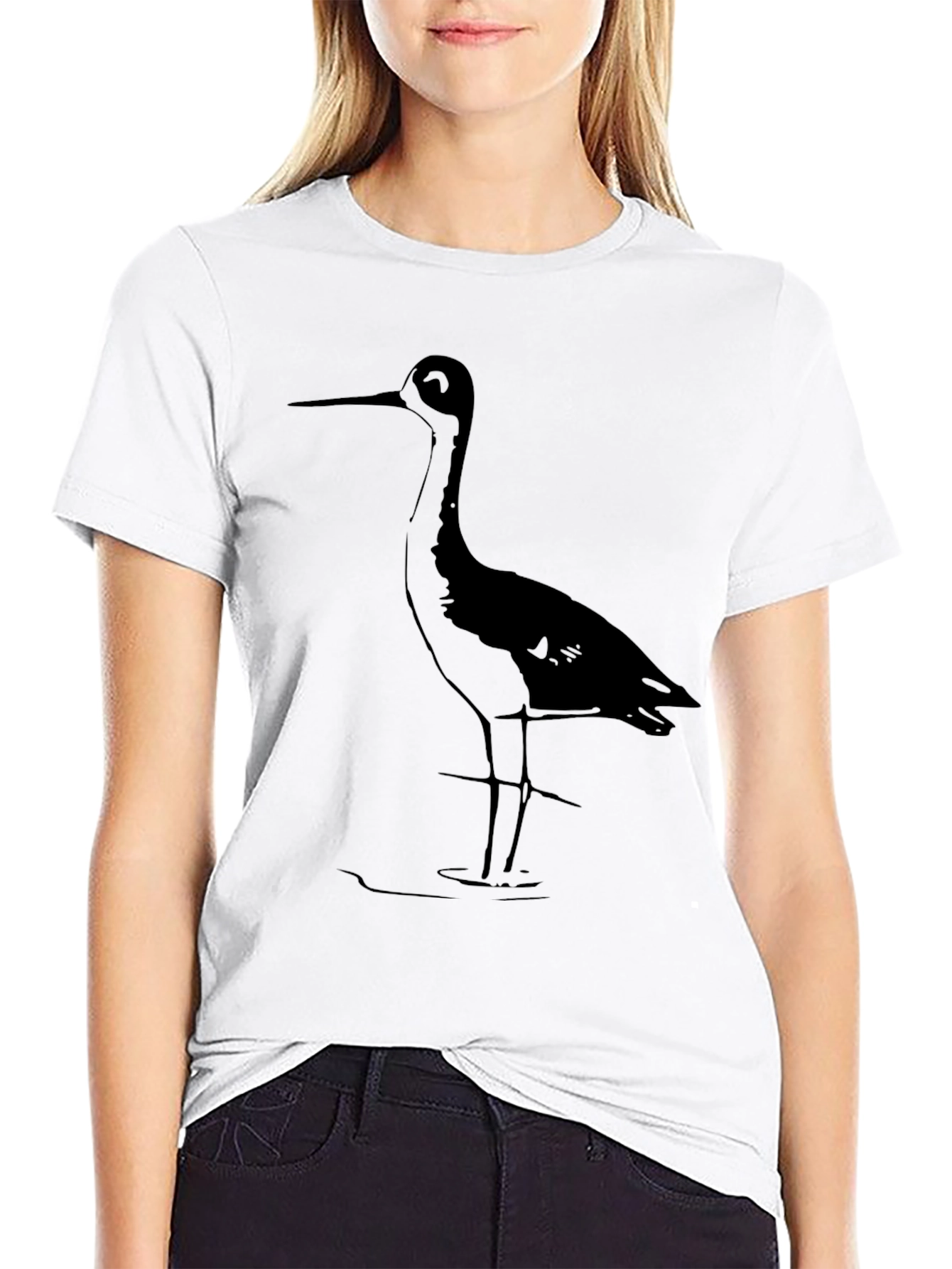 Black Heron Graphic Tee - Stylish Bird Lover Shirt