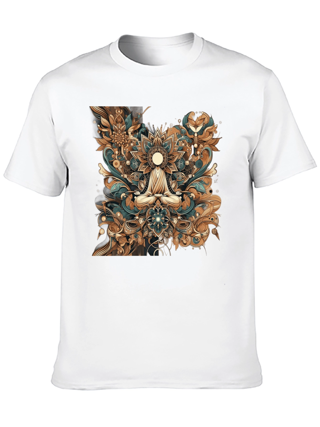Meditative Mandala Graphic Tee - Black Cotton Comfort