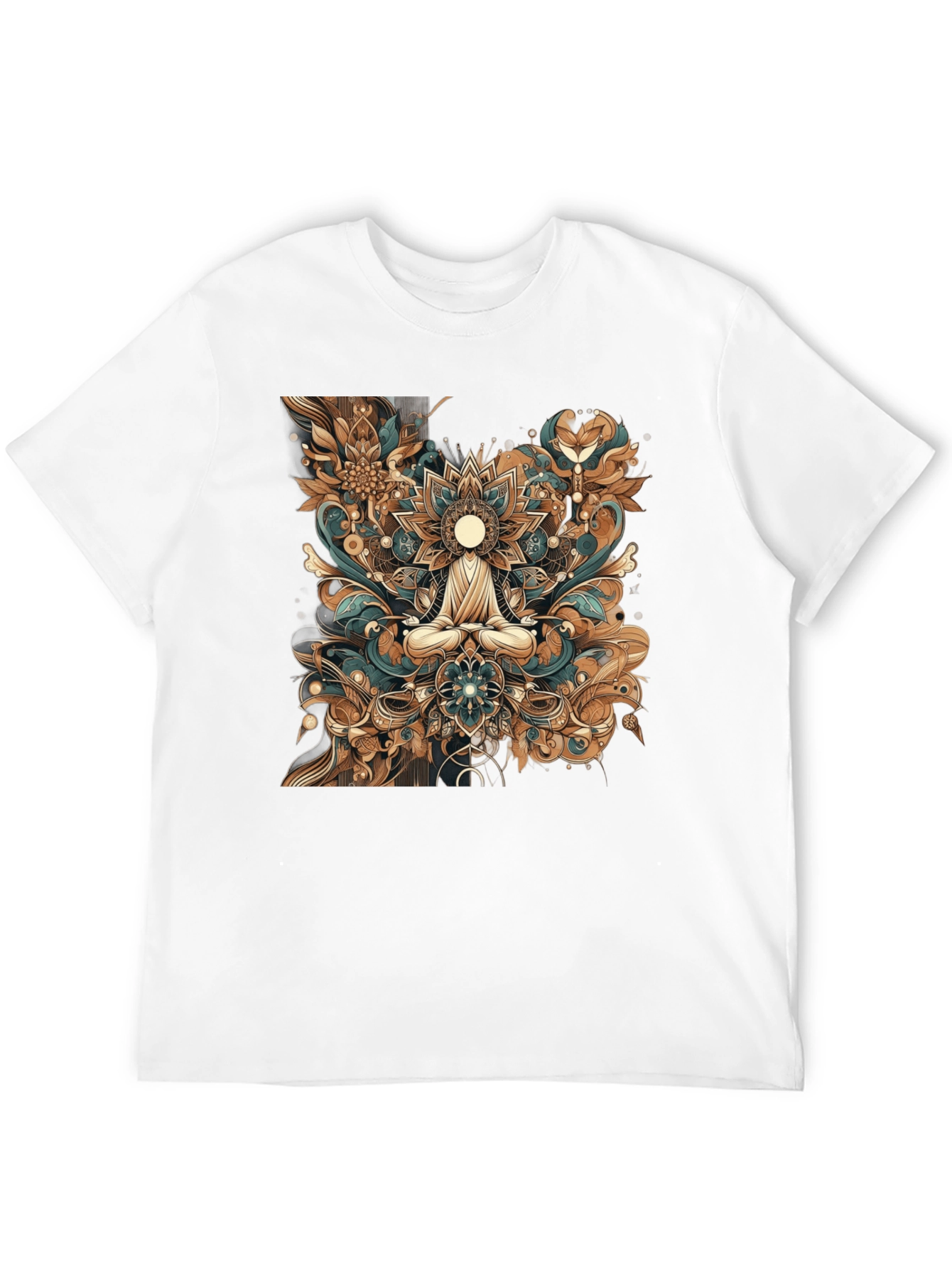 Meditative Mandala Graphic Tee - Black Cotton Comfort