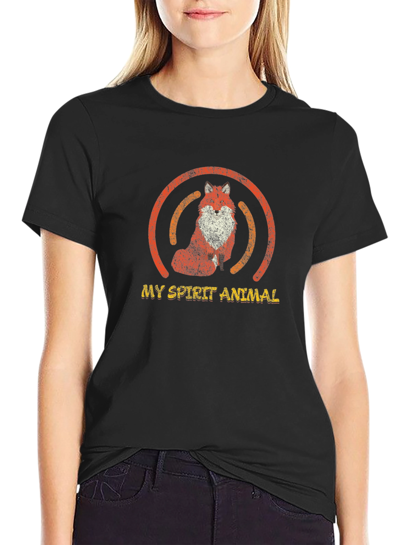 Fox Spirit Animal Graphic T-Shirt - Unisex Black Tee