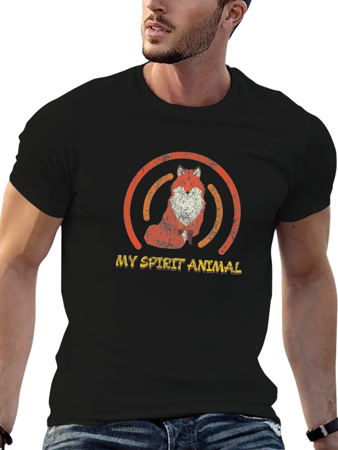 Fox Spirit Animal Graphic T-Shirt - Unisex Black Tee