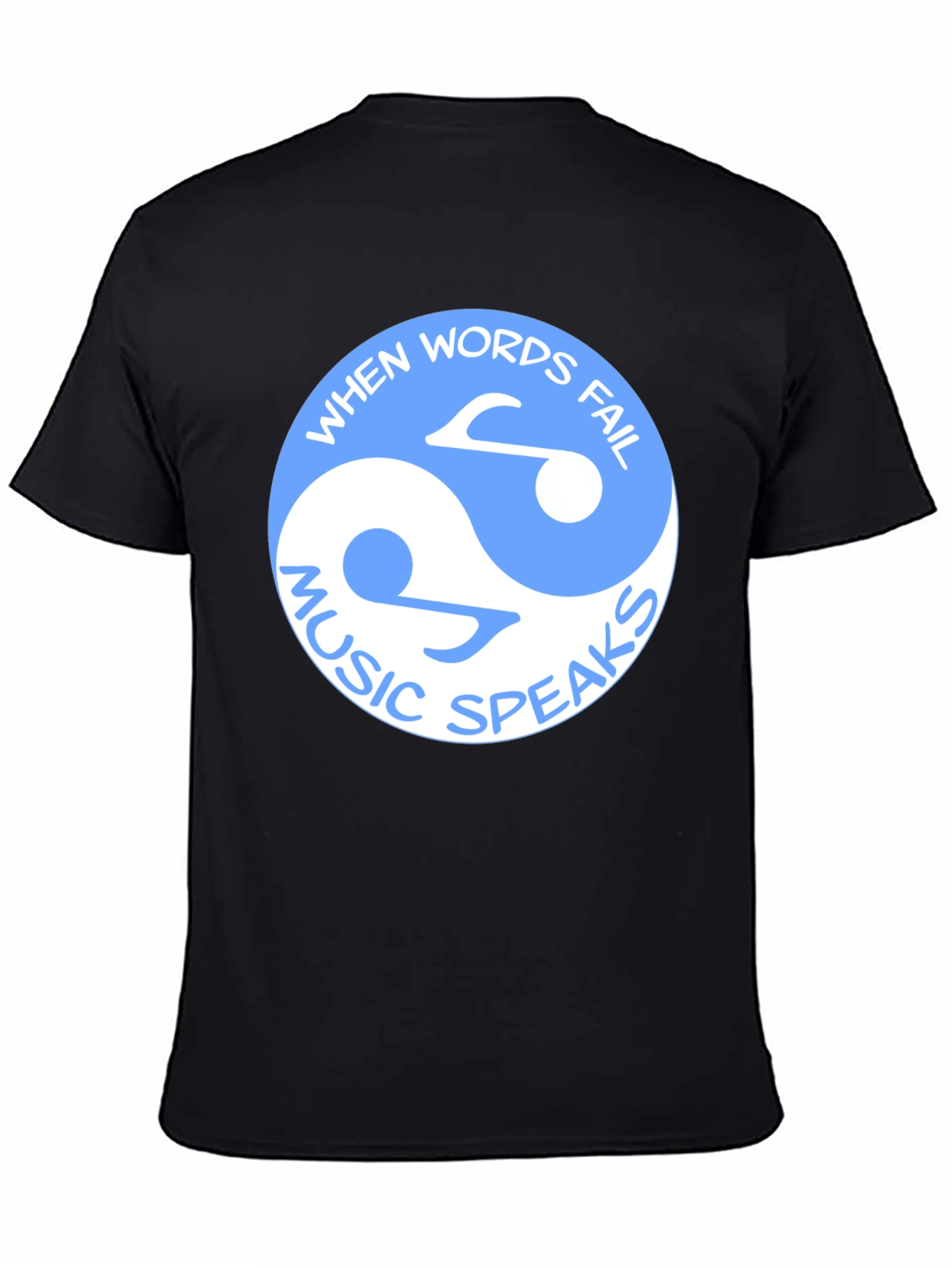 Yin Yang Music Speaks Black T-Shirt