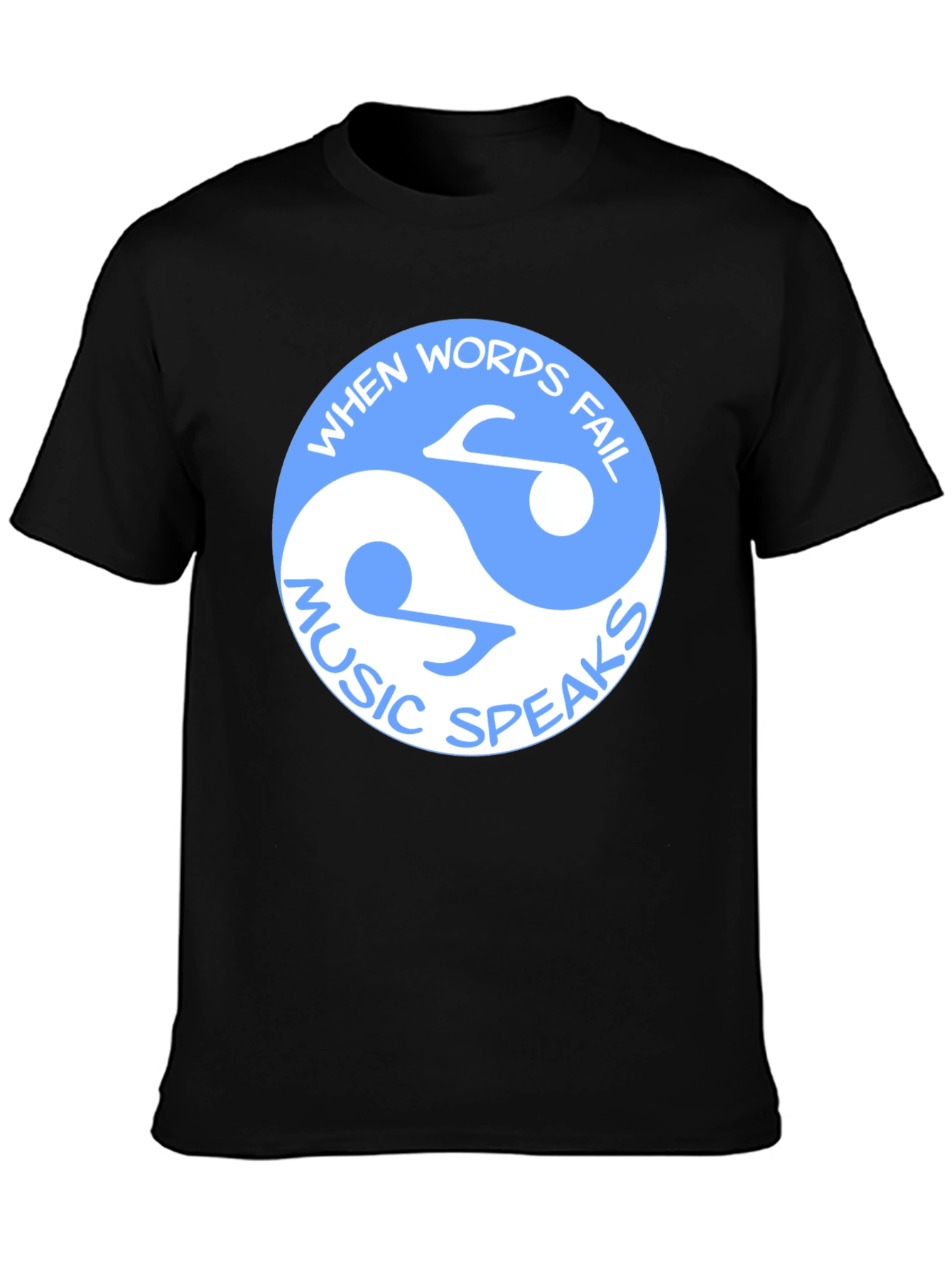 Yin Yang Music Speaks Black T-Shirt