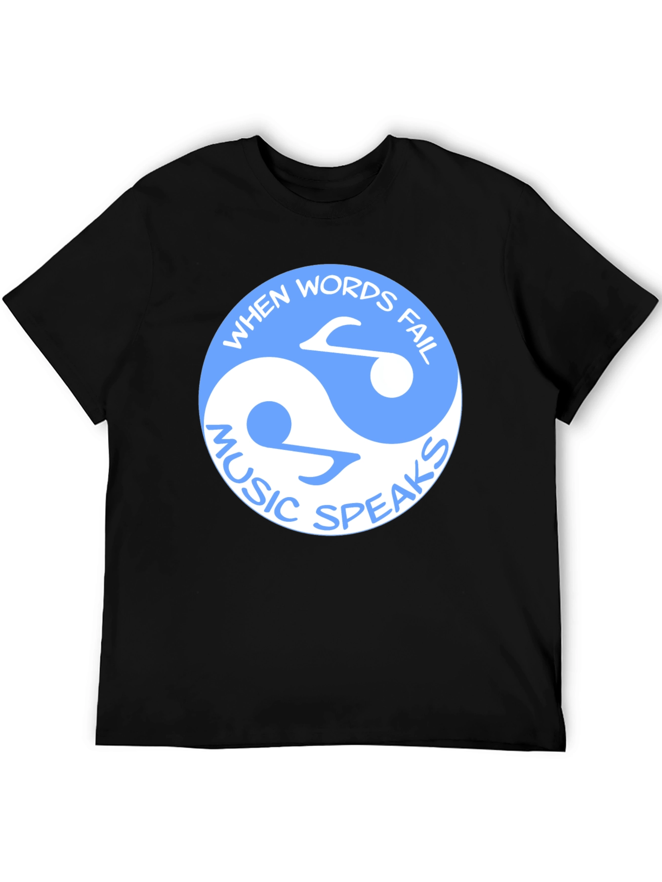 Yin Yang Music Speaks Black T-Shirt