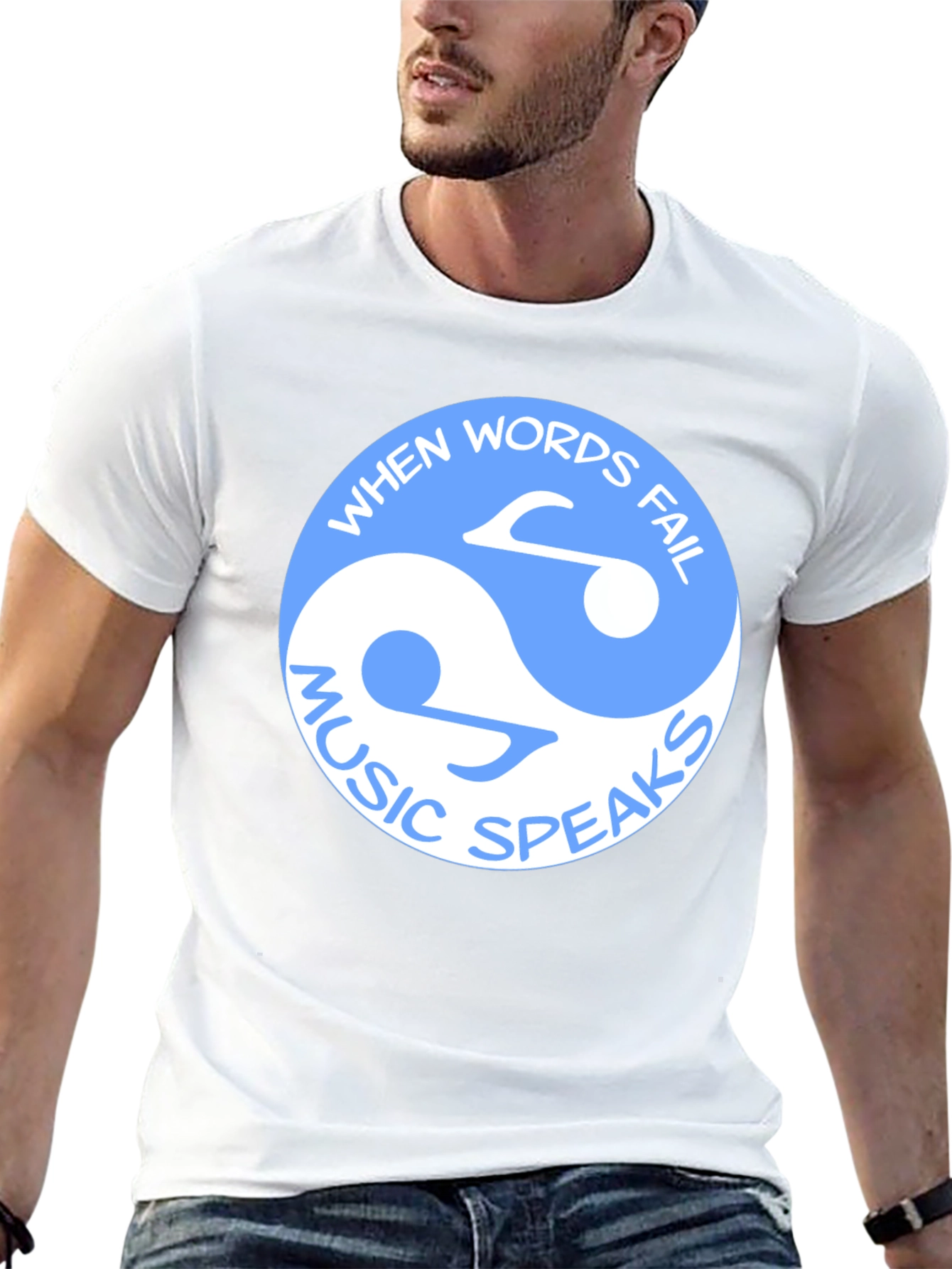 Yin Yang Music Speaks Black T-Shirt