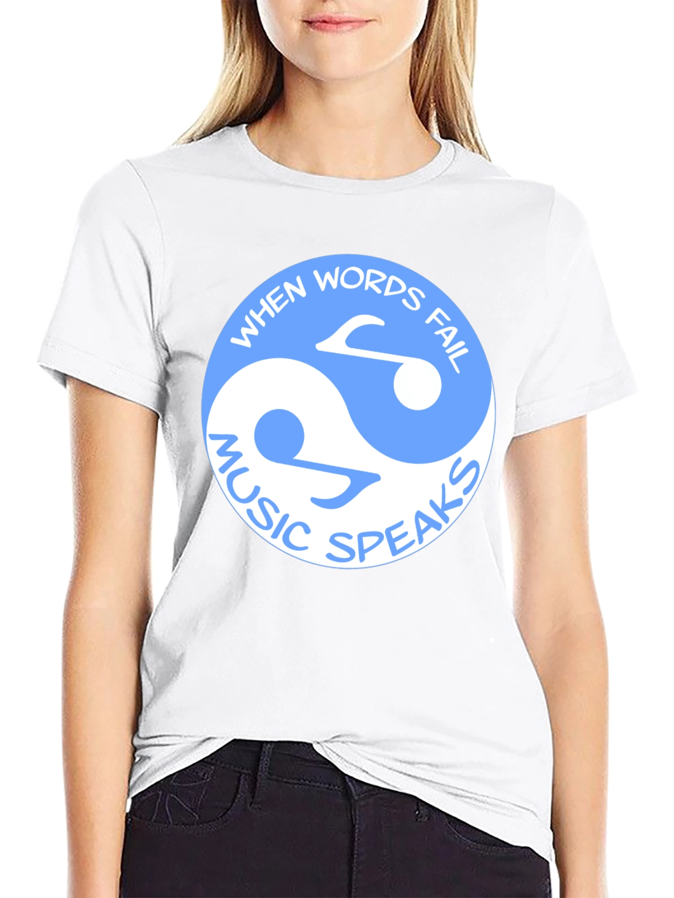 Yin Yang Music Speaks Black T-Shirt