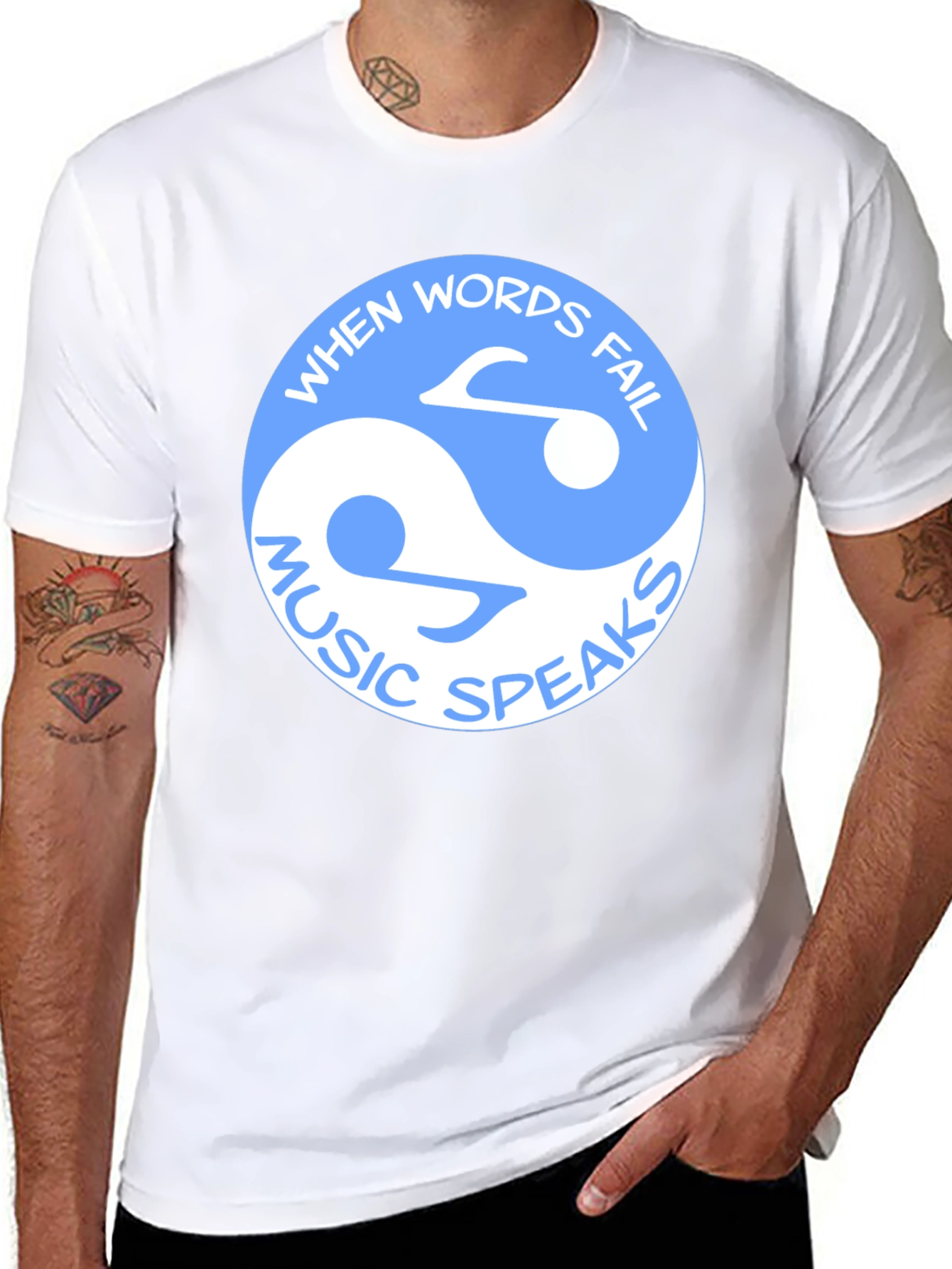 Yin Yang Music Speaks Black T-Shirt
