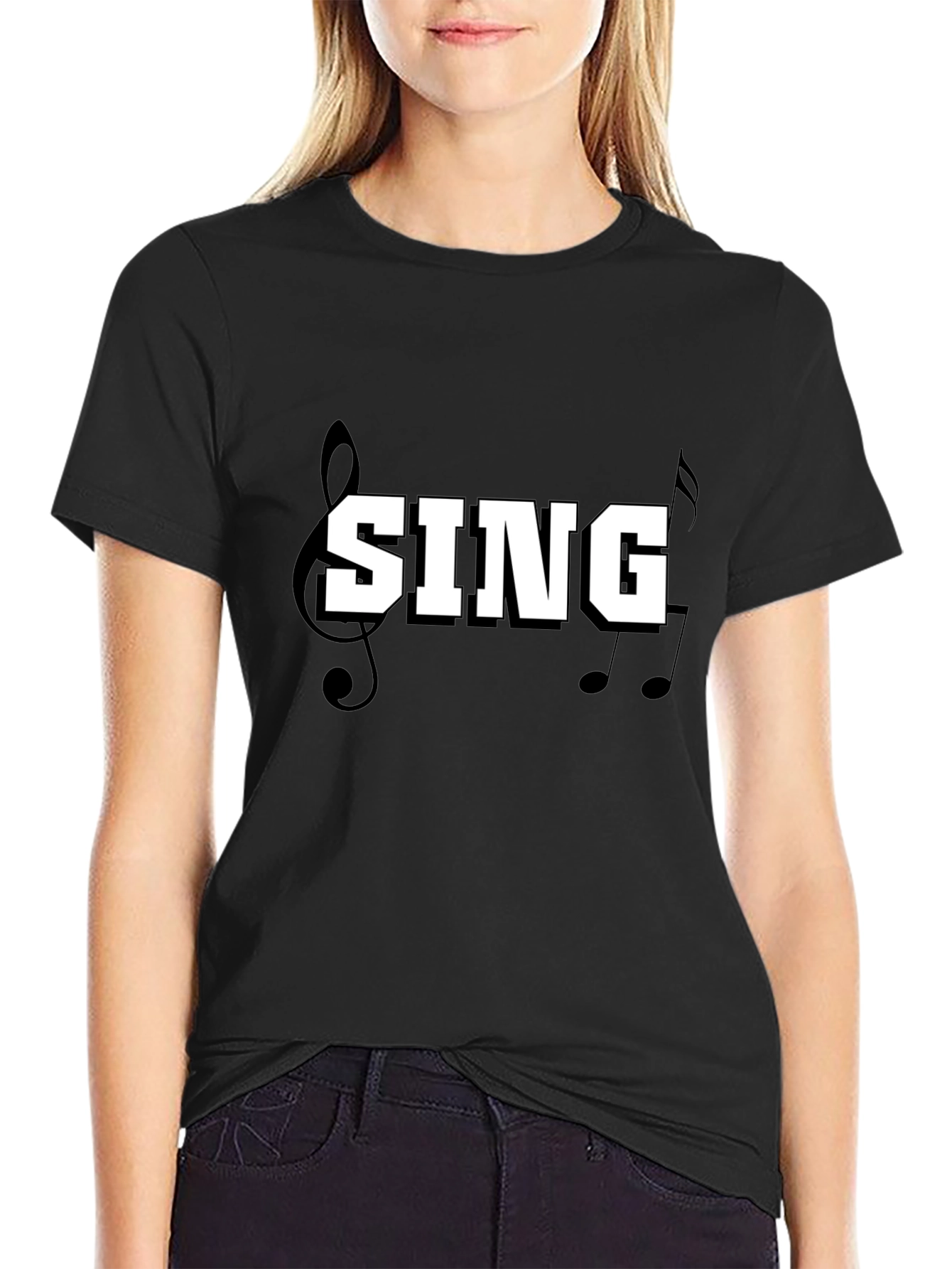 Sing Music Tee - Black Cotton T-Shirt