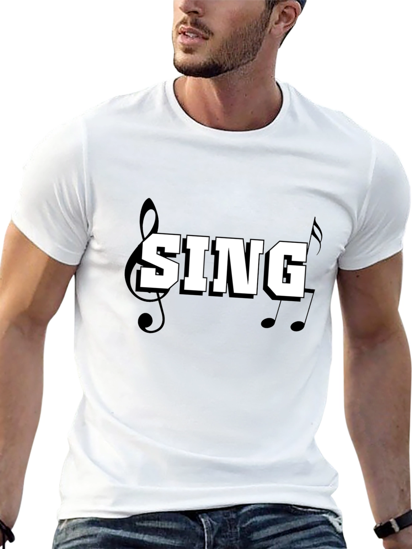 Sing Music Tee - Black Cotton T-Shirt