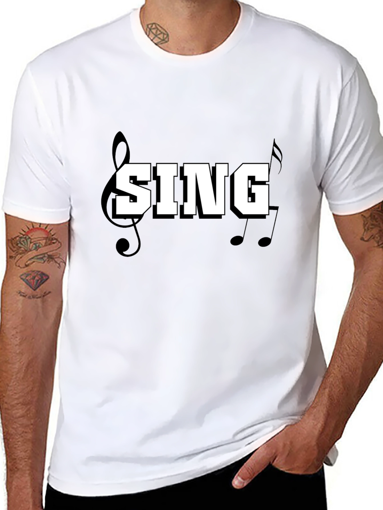 Sing Music Tee - Black Cotton T-Shirt