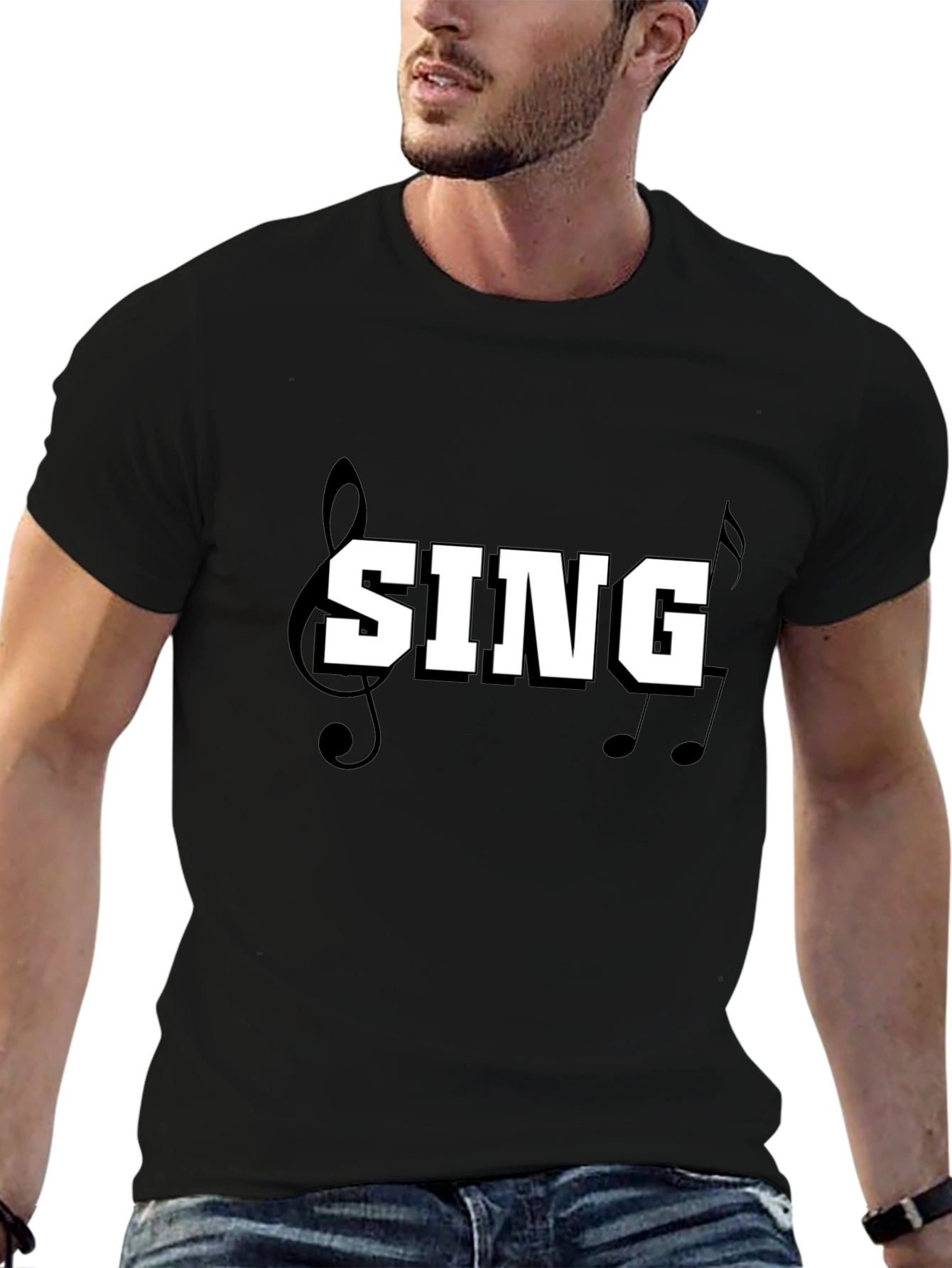 Sing Music Tee - Black Cotton T-Shirt