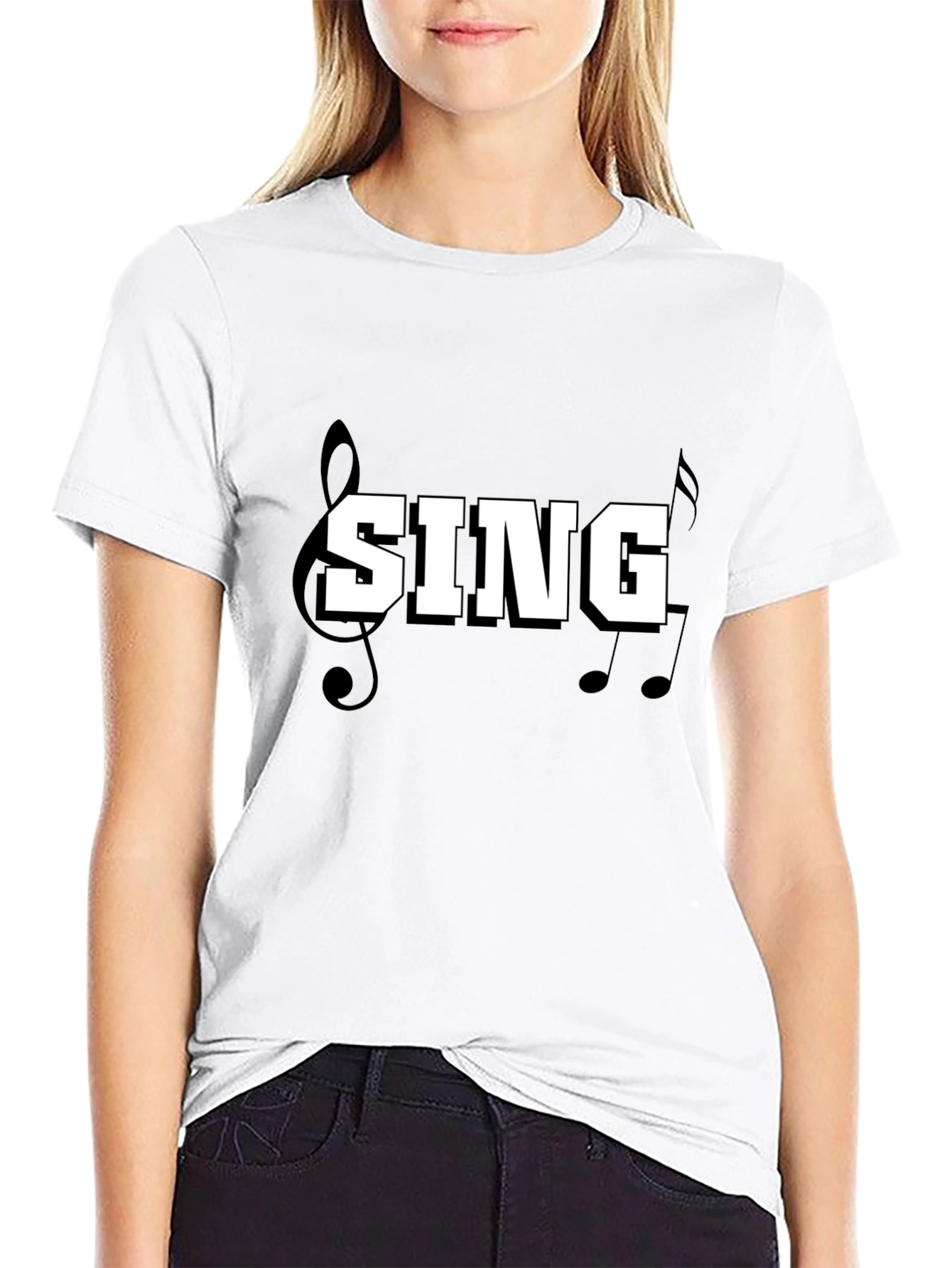 Sing Music Tee - Black Cotton T-Shirt