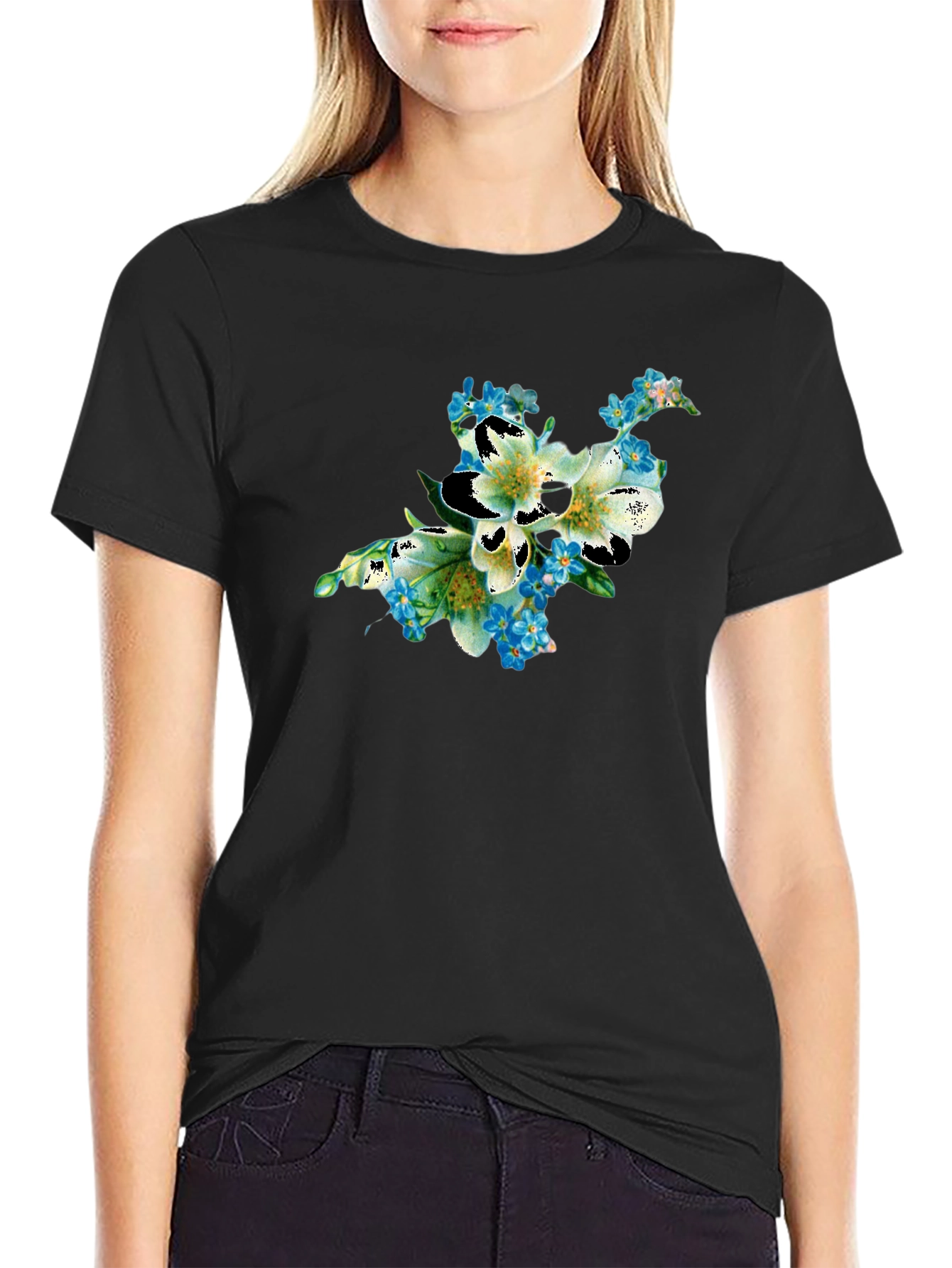 Floral T-Shirt: Lily & Forget-Me-Nots