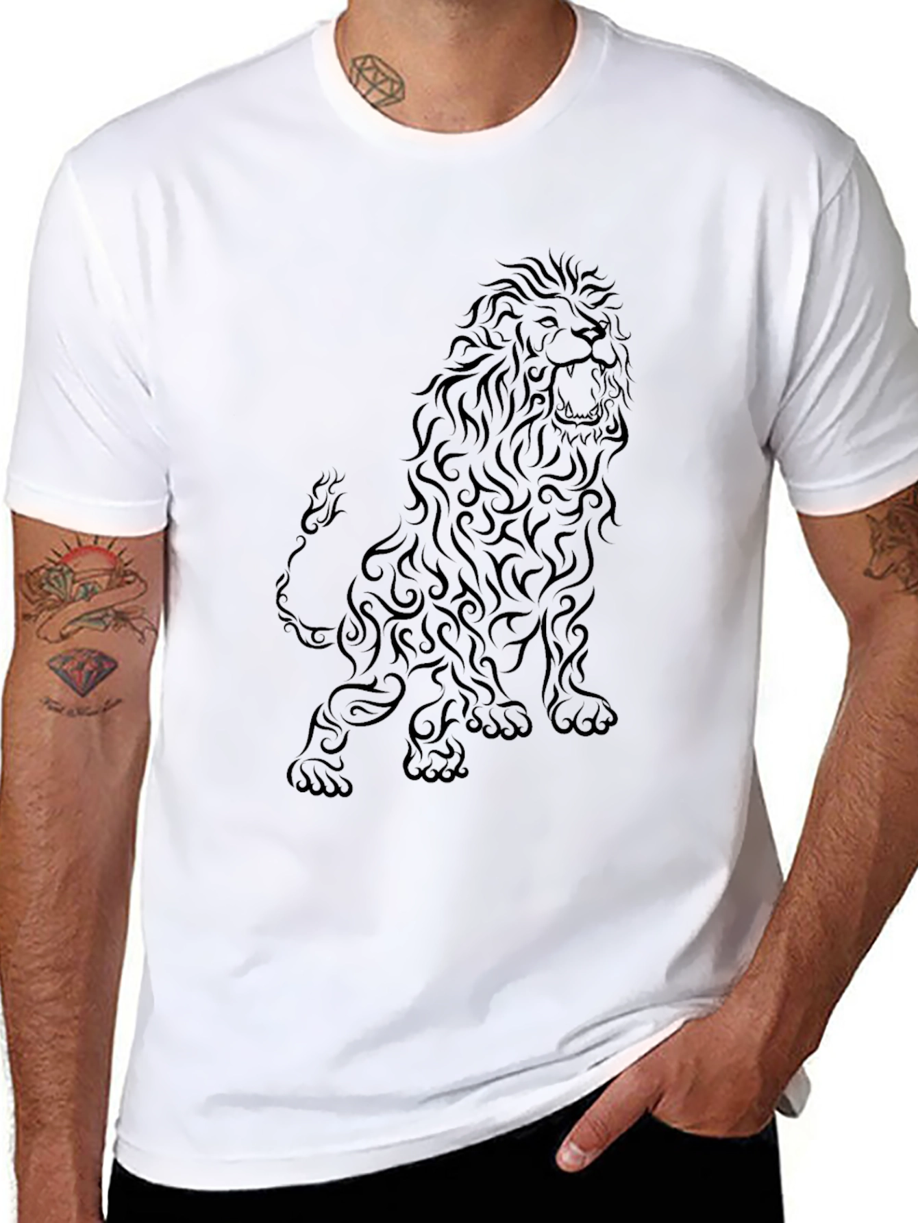 Lion Graphic Black T-Shirt - Bold Statement Tee