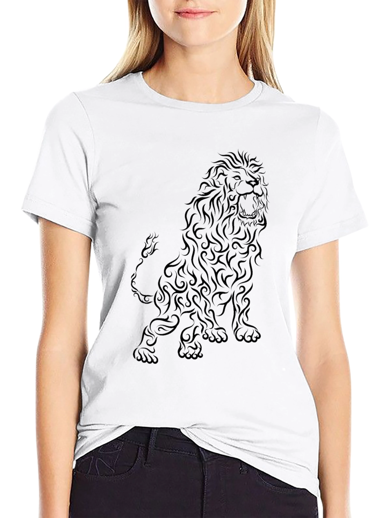 Lion Graphic Black T-Shirt - Bold Statement Tee