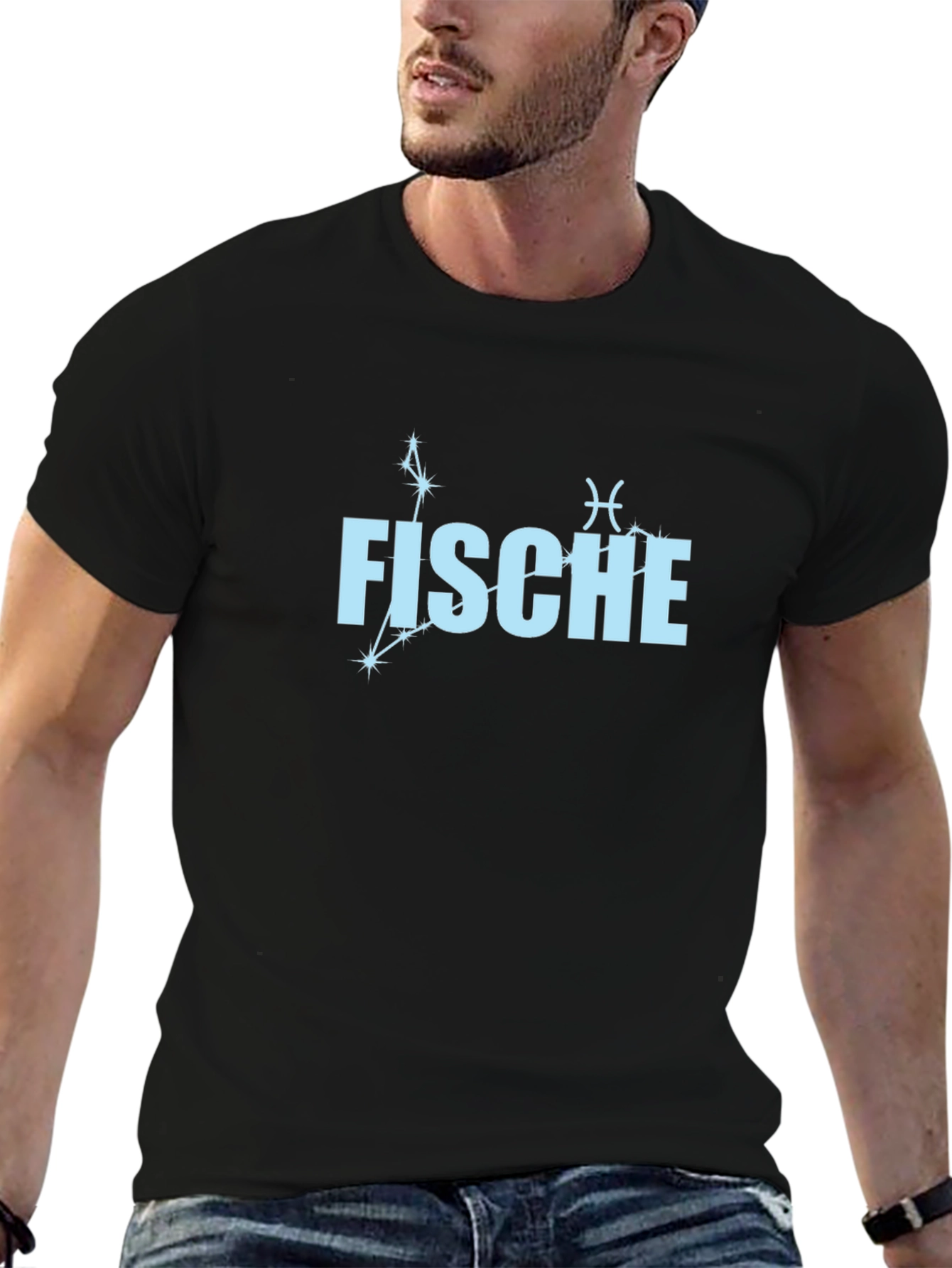 Fische Zodiac Black Graphic T-Shirt