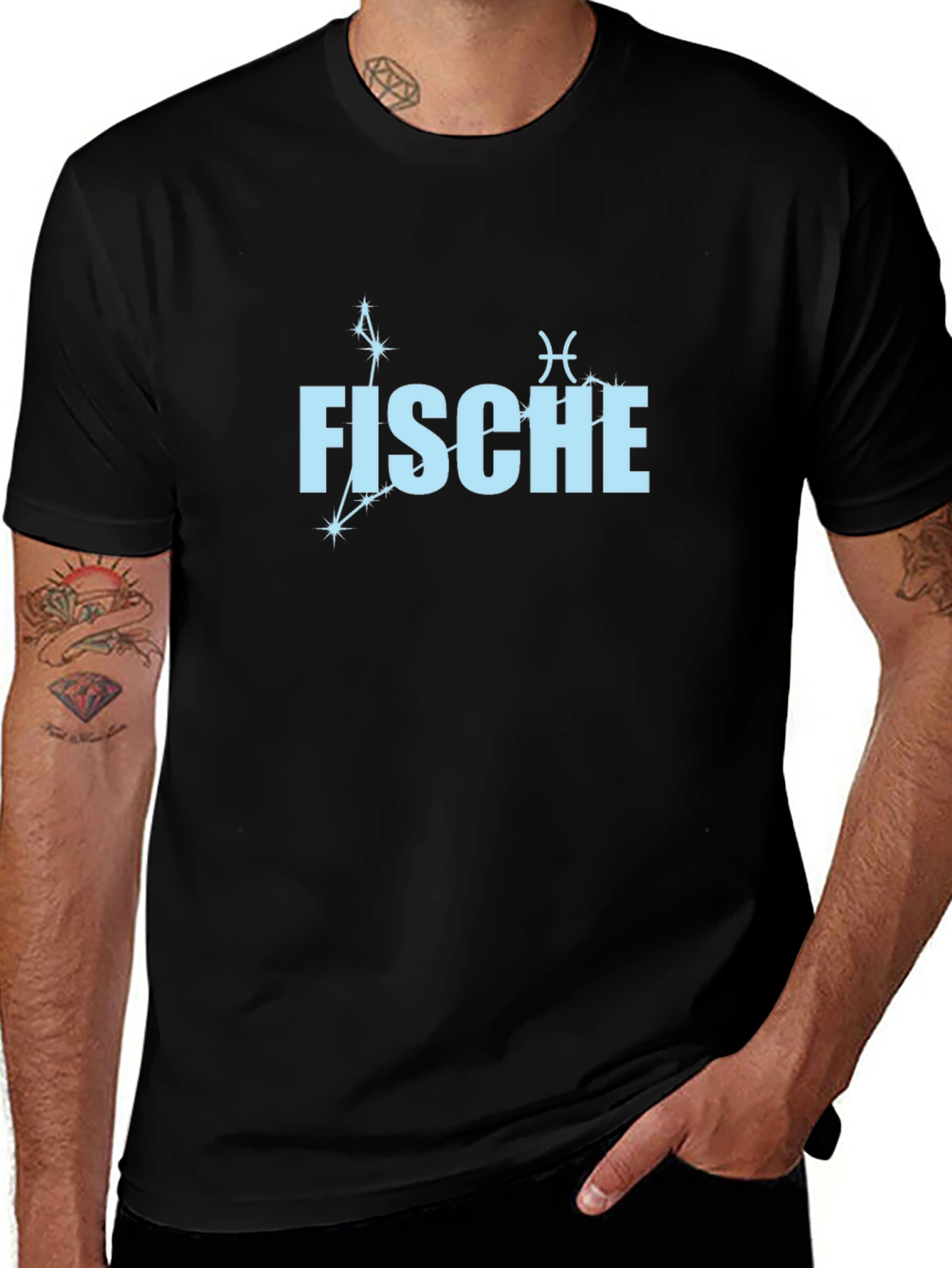 Fische Zodiac Black Graphic T-Shirt