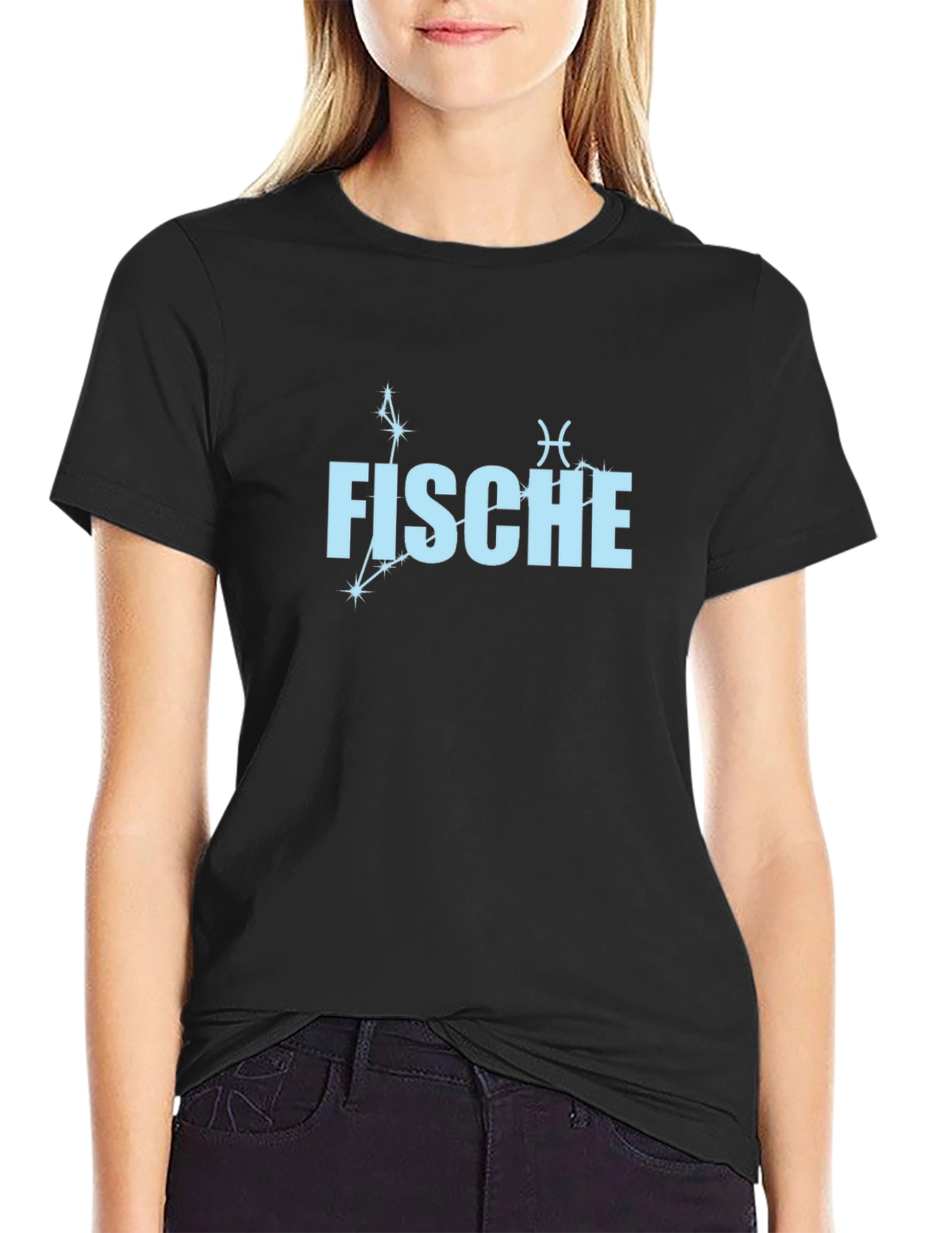 Fische Zodiac Black Graphic T-Shirt