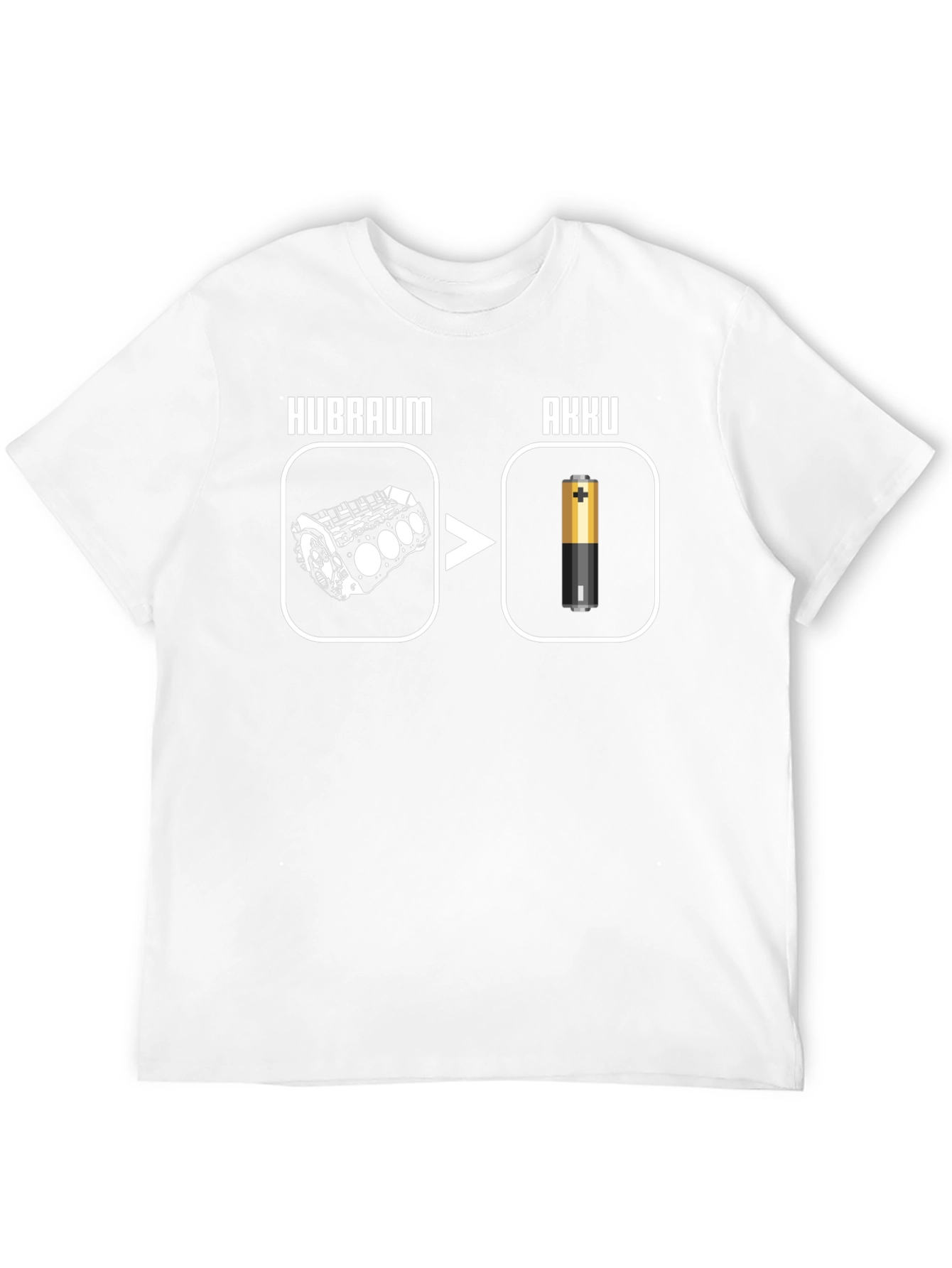 Hubraum Akku T-Shirt - Electric Vehicle Humor
