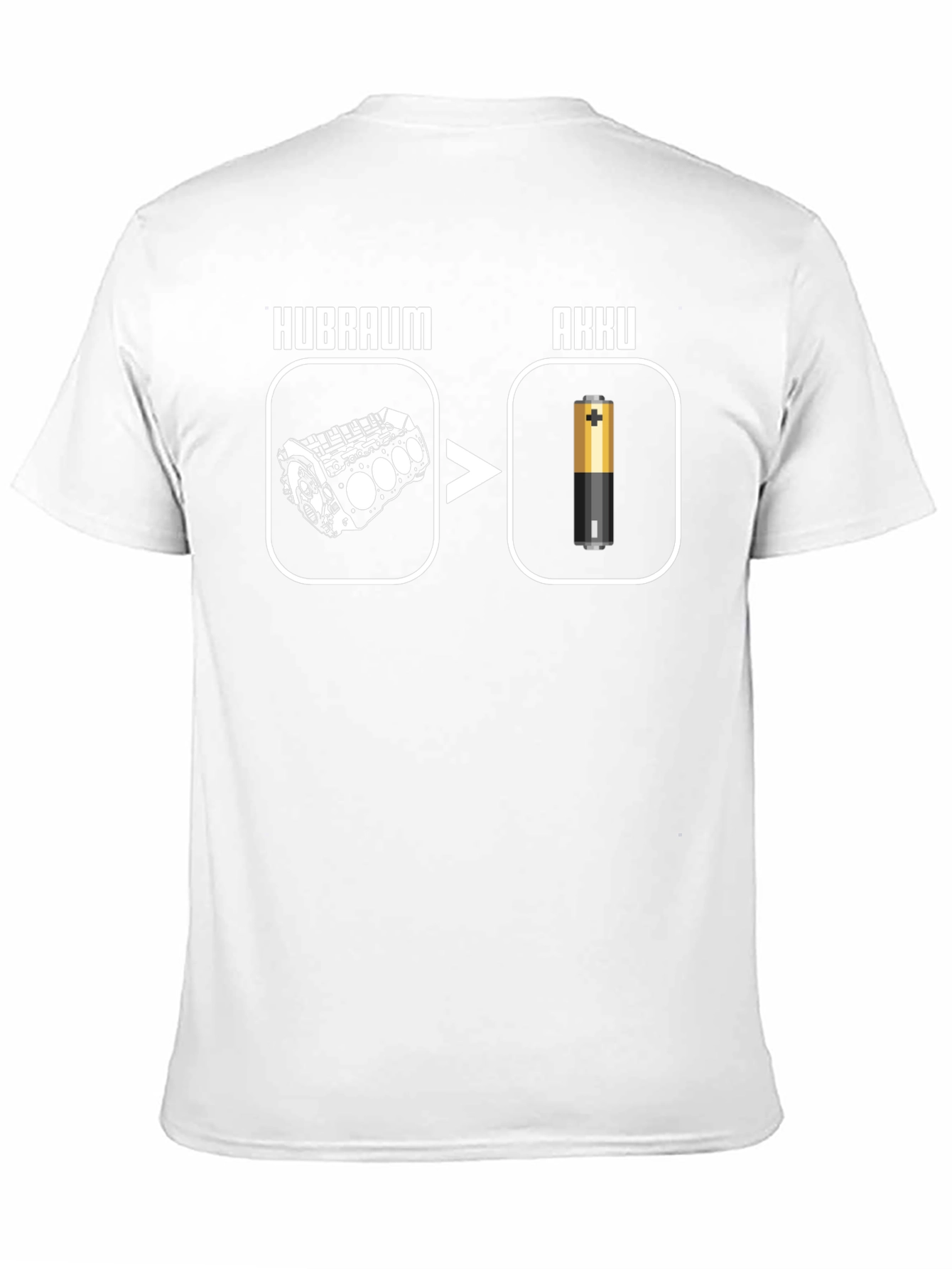 Hubraum Akku T-Shirt - Electric Vehicle Humor